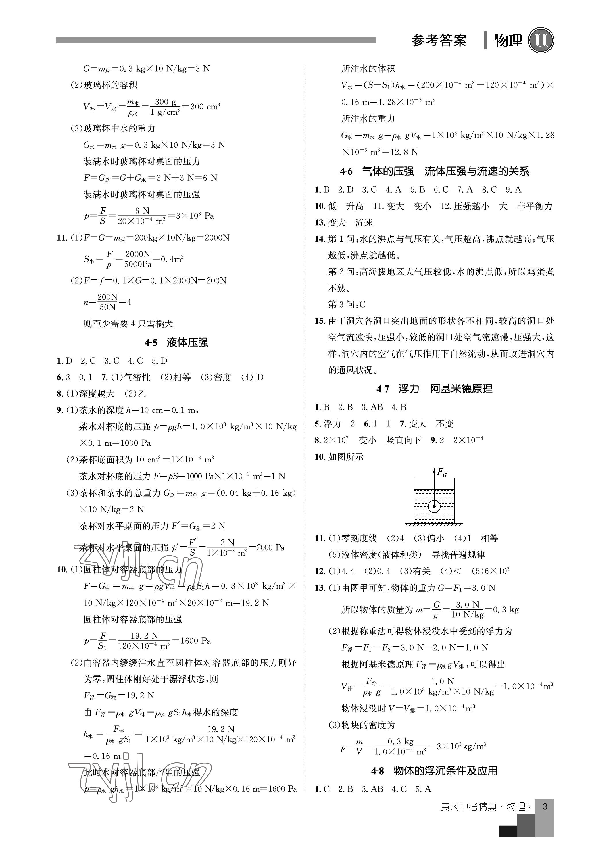 2023年中考精典物理 參考答案第3頁