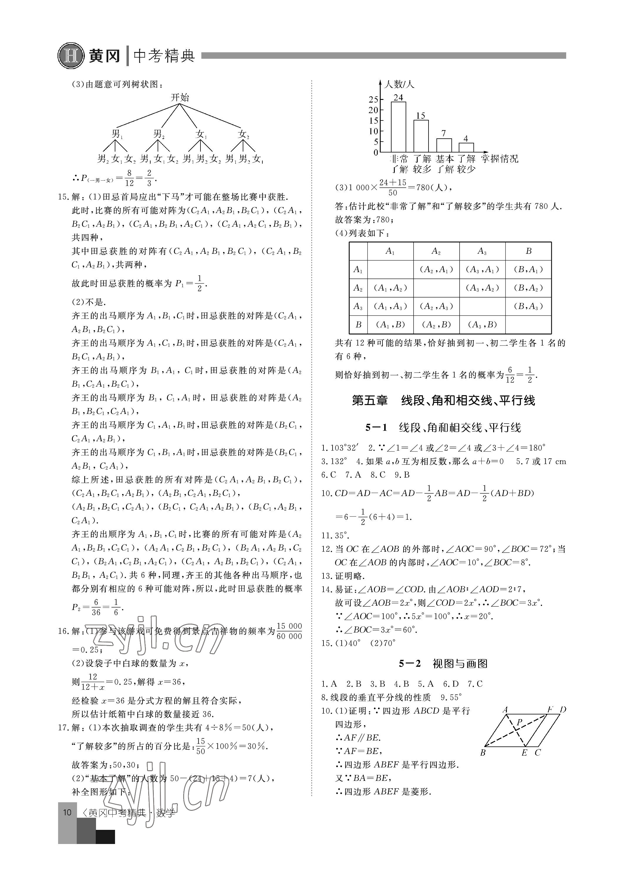 2023年中考精典數(shù)學 參考答案第10頁