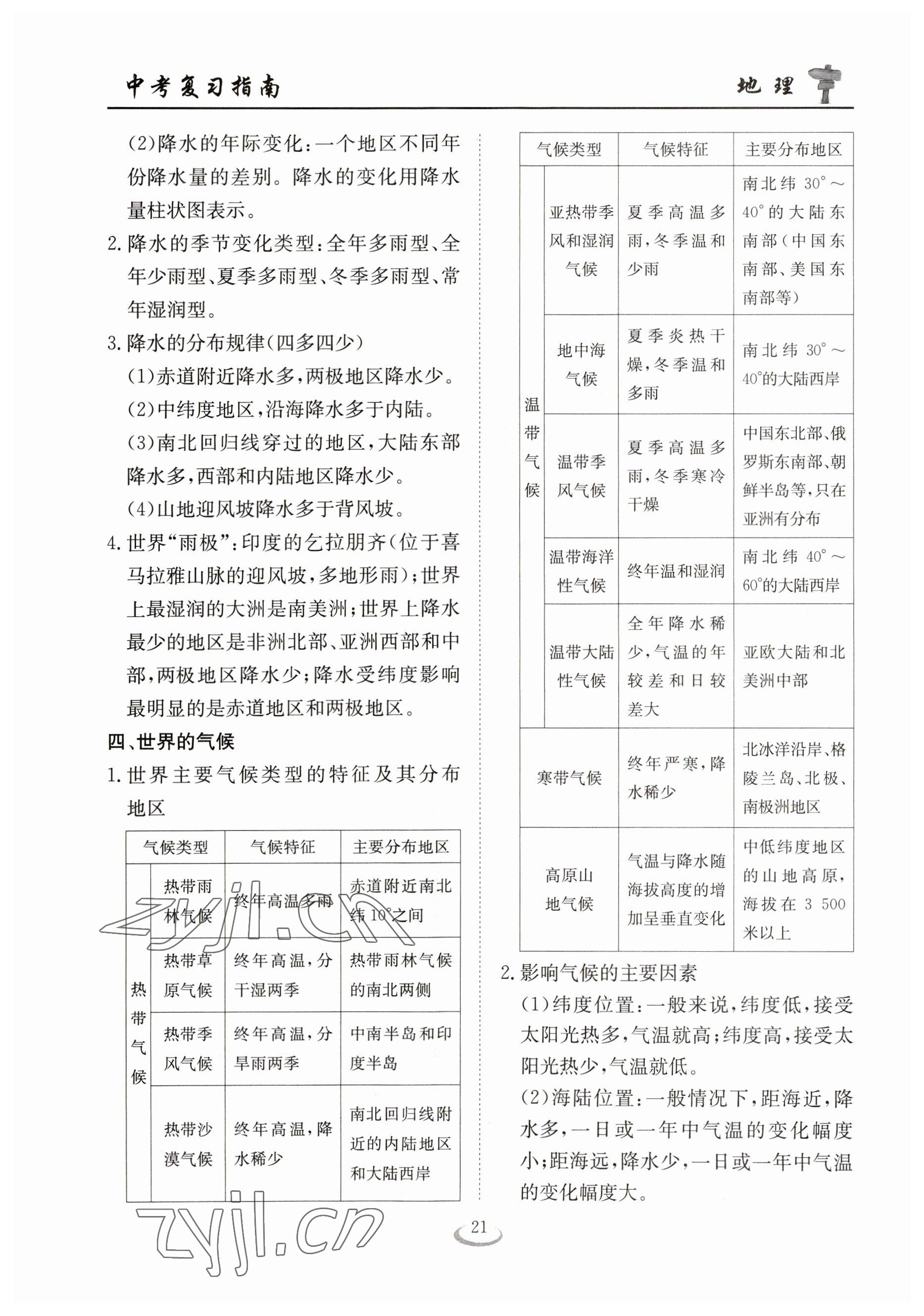 2023年中考復(fù)習(xí)指南長(zhǎng)江少年兒童出版社地理十堰專版 參考答案第21頁(yè)