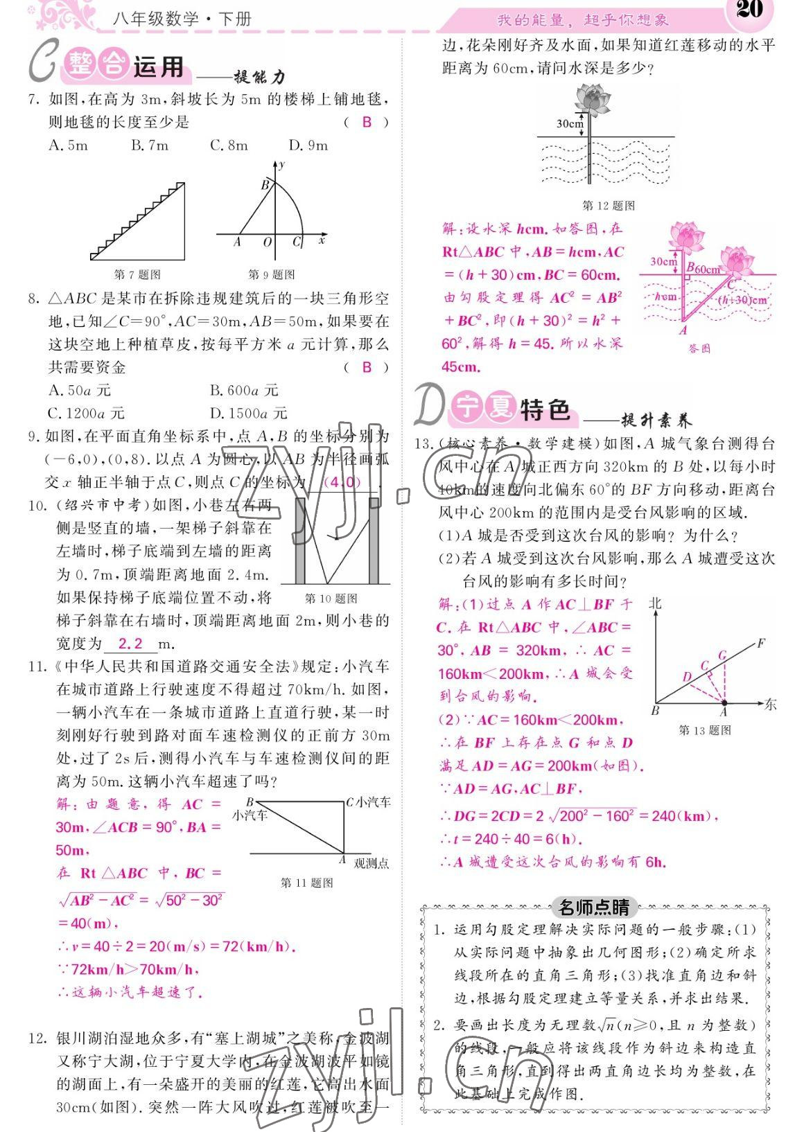 2023年課堂點(diǎn)睛八年級(jí)數(shù)學(xué)下冊(cè)人教版寧夏專(zhuān)版 參考答案第20頁(yè)