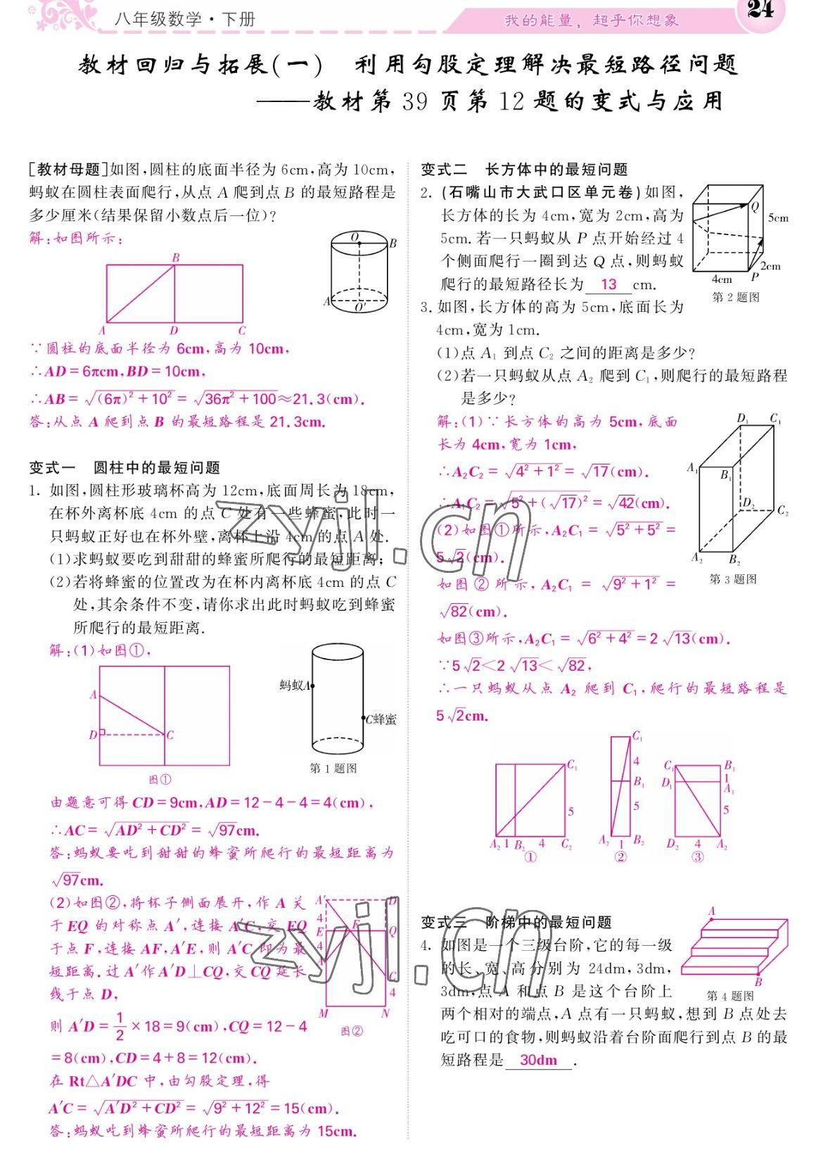 2023年課堂點(diǎn)睛八年級(jí)數(shù)學(xué)下冊人教版寧夏專版 參考答案第24頁