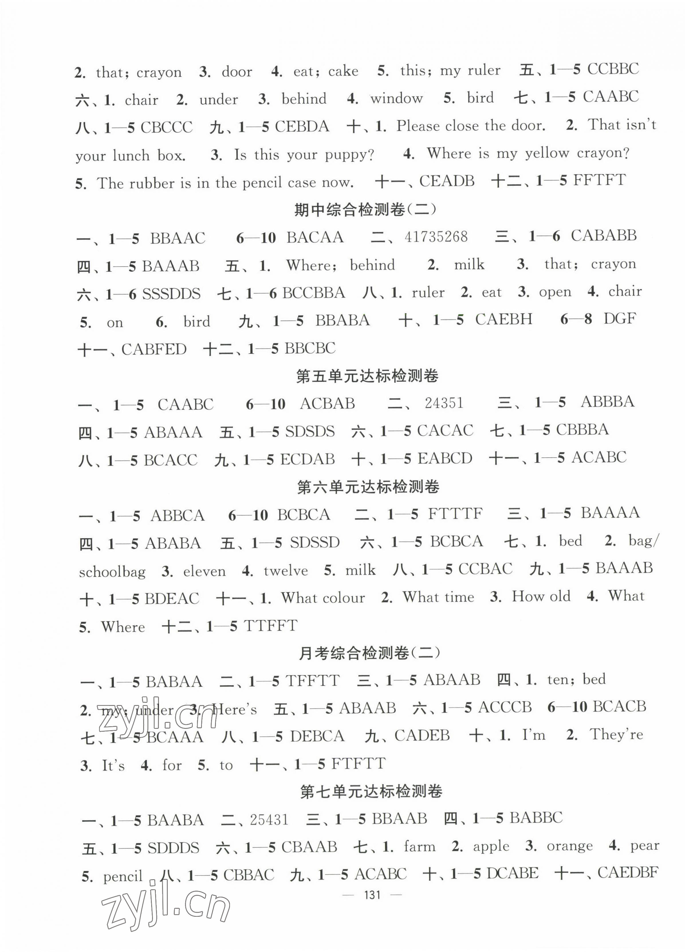 2023年江蘇好卷三年級英語下冊譯林版 參考答案第3頁