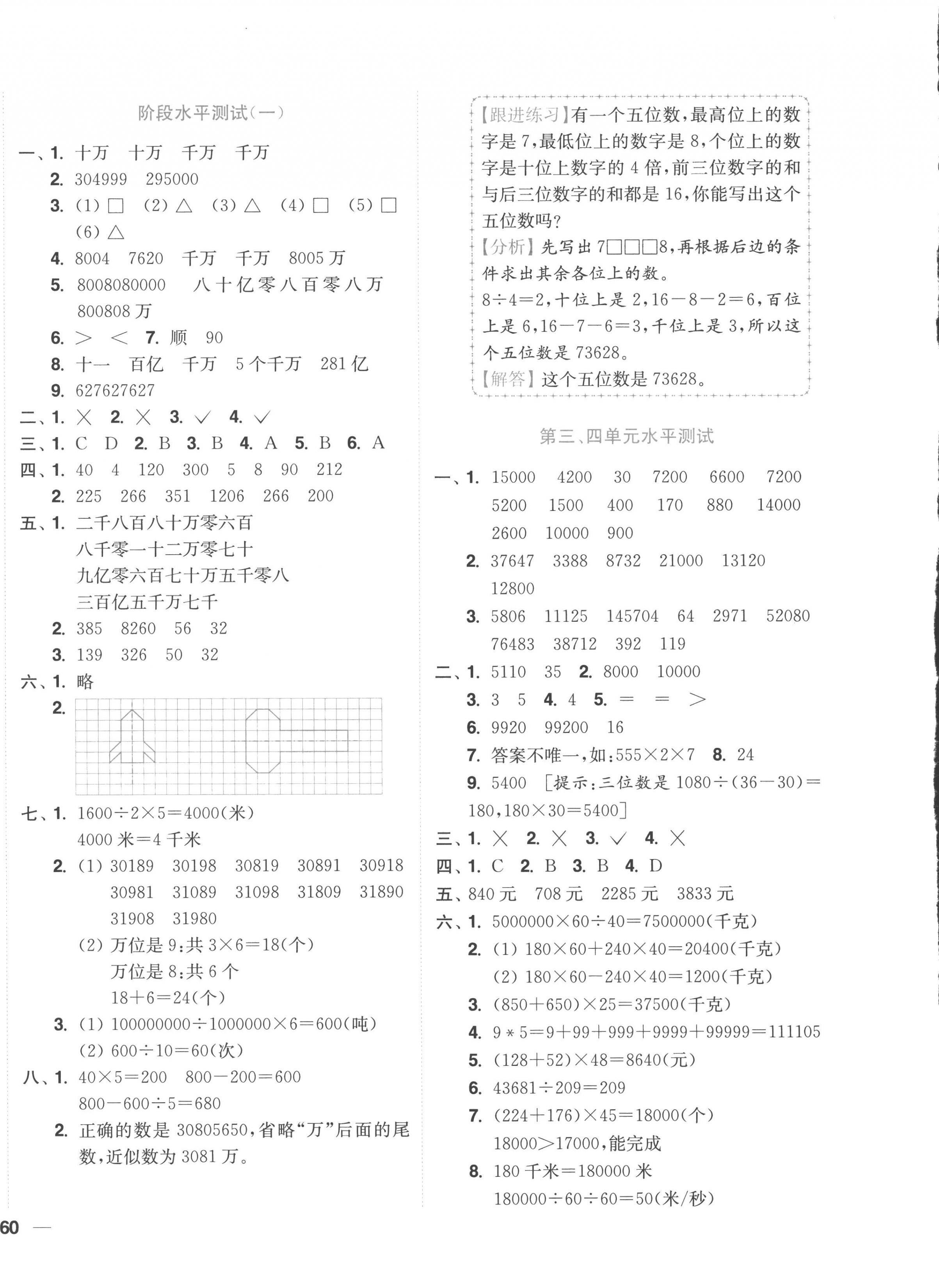 2023年小題狂做全程測評卷四年級數(shù)學下冊蘇教版 第4頁