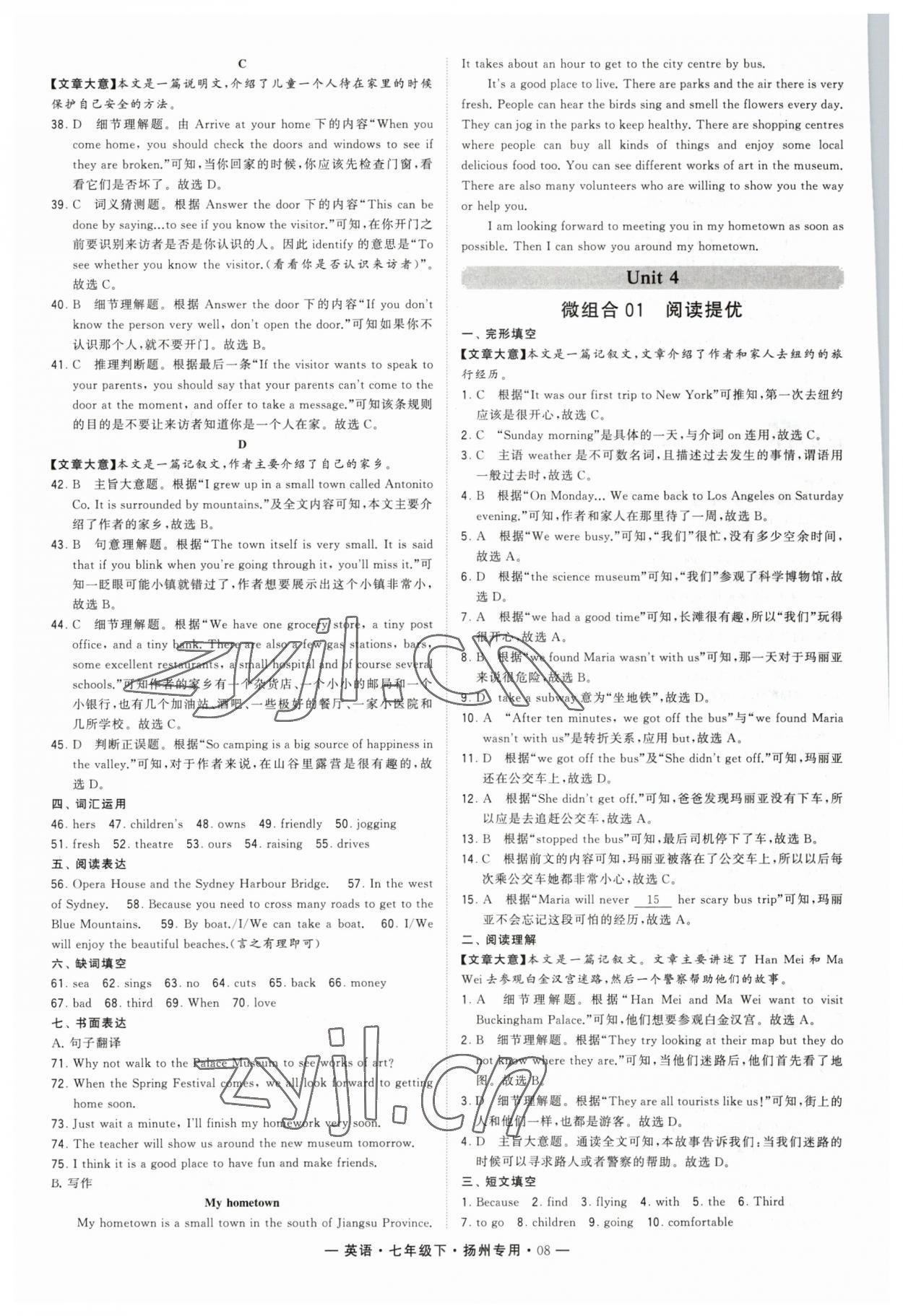 2023年學(xué)霸組合訓(xùn)練七年級英語下冊譯林版揚州專版 第8頁