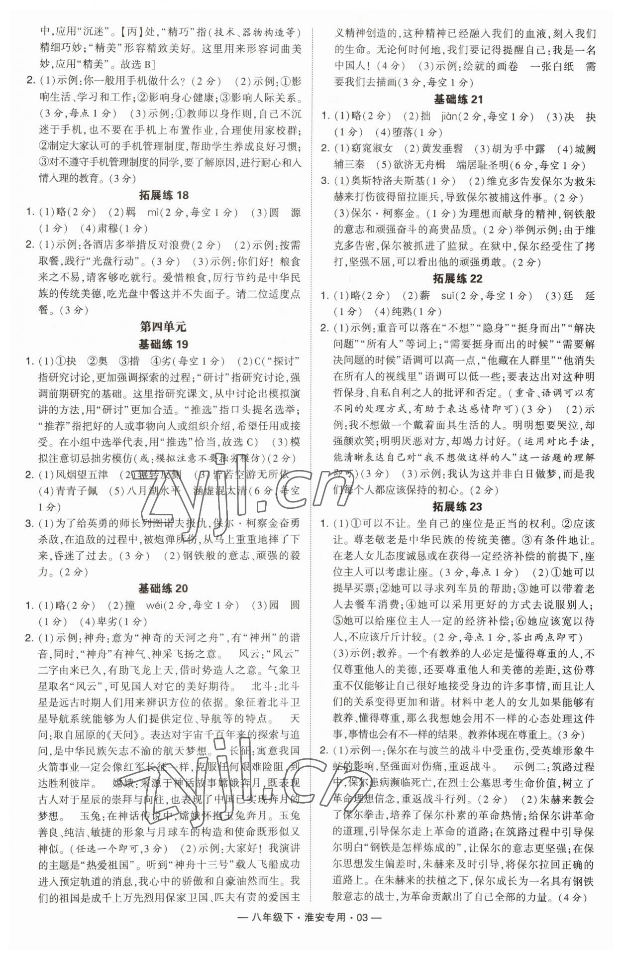 2023年學(xué)霸組合訓(xùn)練八年級(jí)語文下冊人教版淮安專版 第3頁