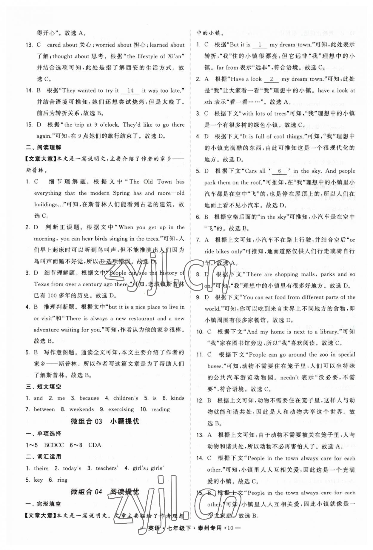 2023年學霸組合訓練七年級英語下冊譯林版泰州專版 第10頁