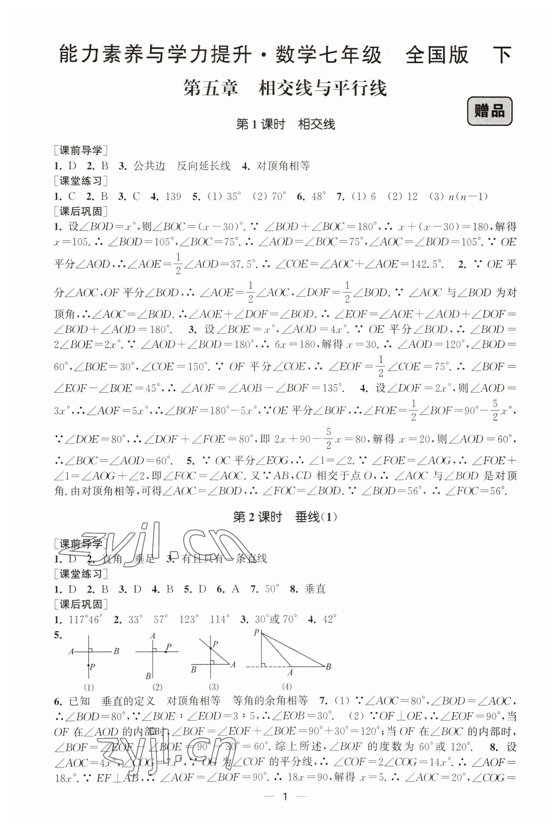 2023年能力素養(yǎng)與學(xué)力提升七年級數(shù)學(xué)下冊人教版 第1頁