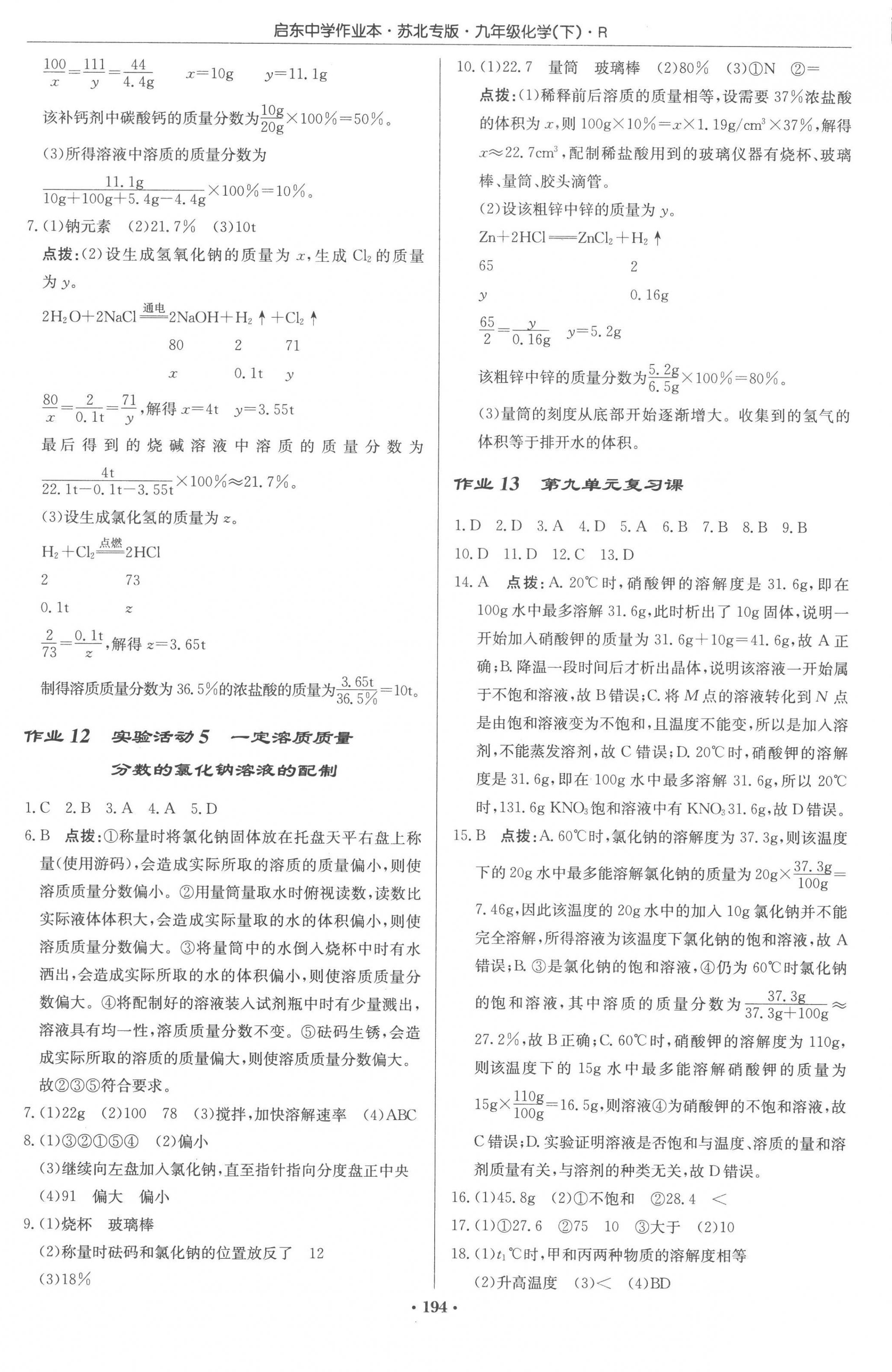 2023年啟東中學作業(yè)本九年級化學下冊人教版蘇北專版 第4頁