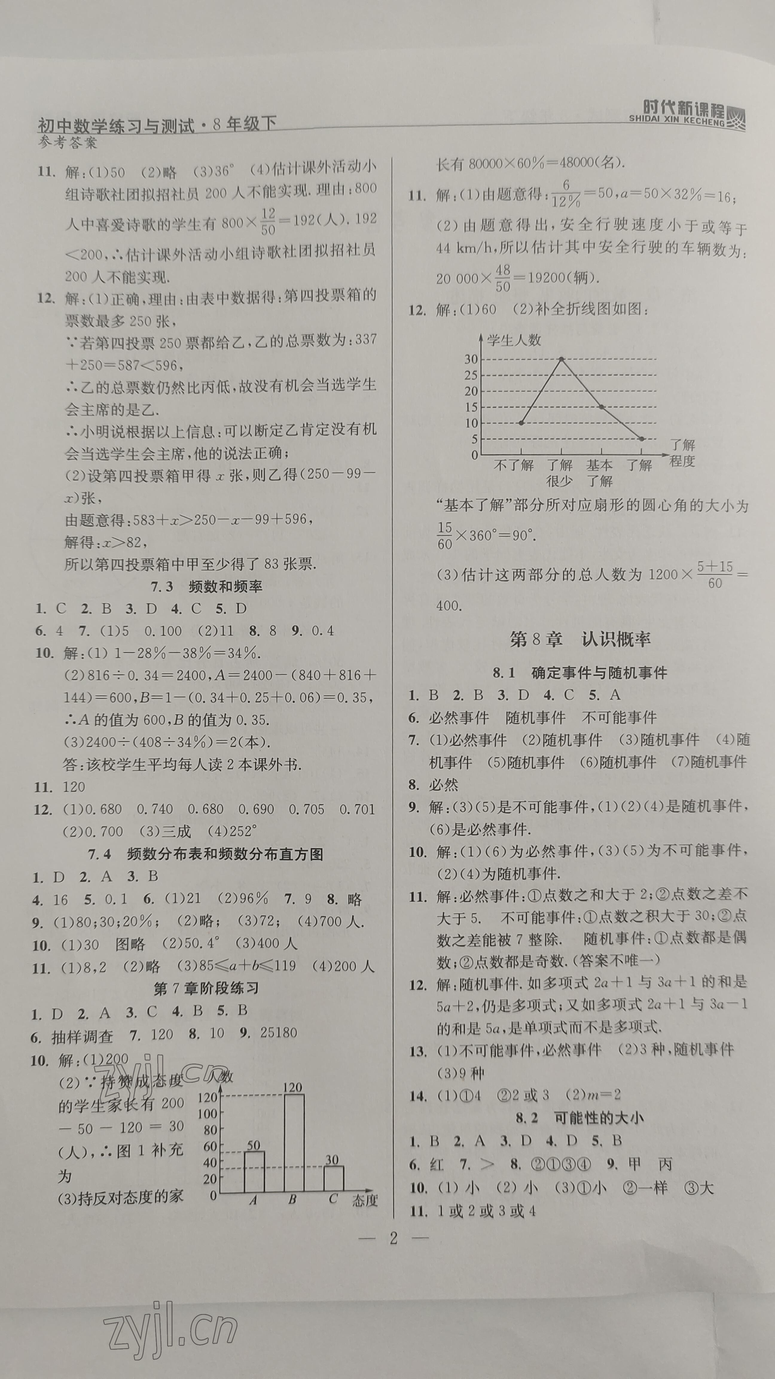 2023年时代新课程八年级数学下册苏科版 参考答案第2页