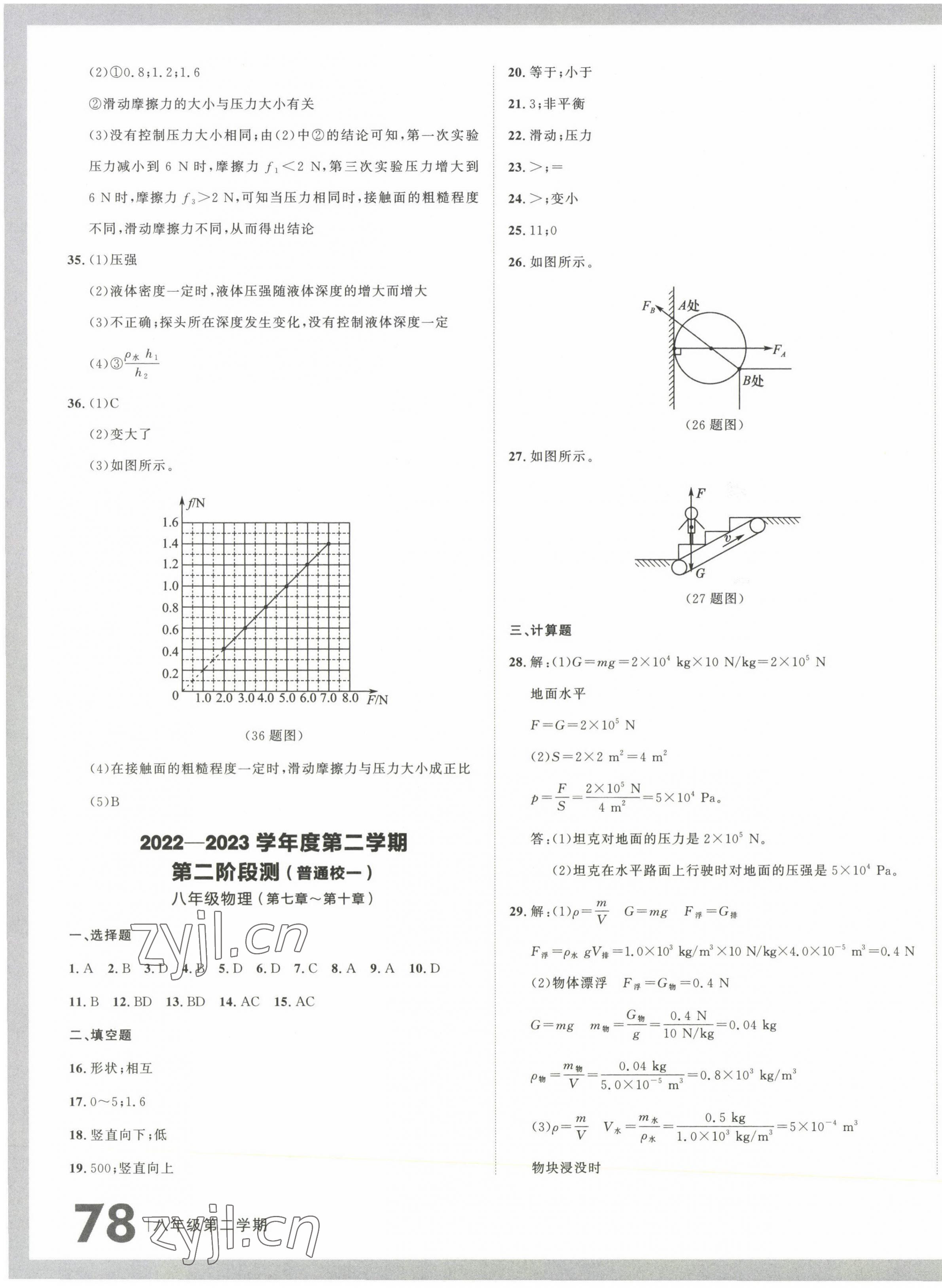 2023年名校大考卷八年級(jí)物理下冊(cè)人教版大連專版 參考答案第3頁(yè)