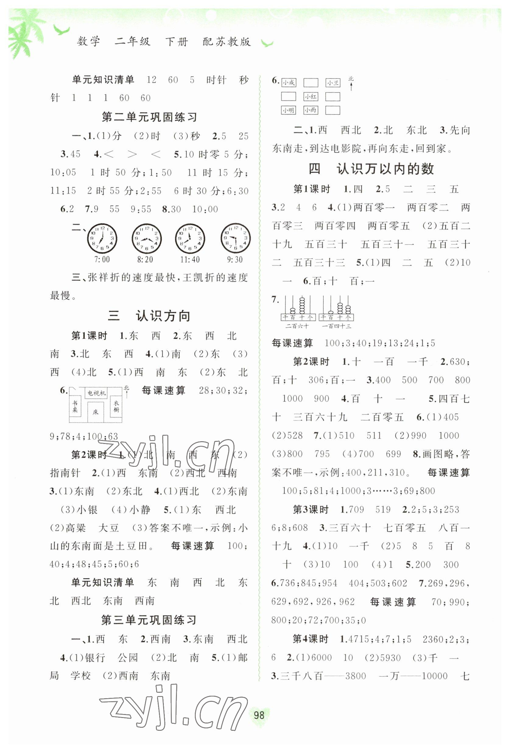 2023年新課程學(xué)習(xí)與測評同步學(xué)習(xí)二年級數(shù)學(xué)下冊蘇教版 第2頁