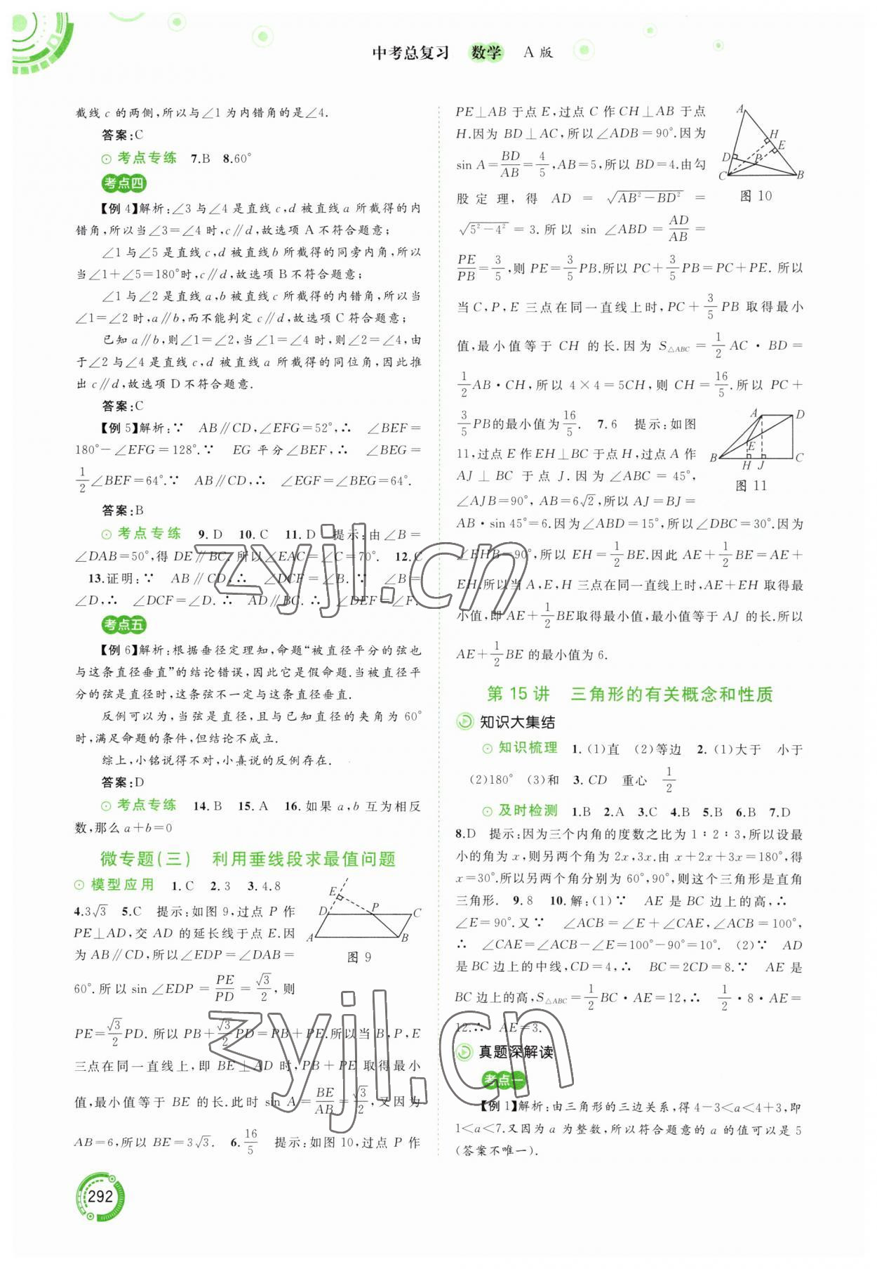 2023年中考先鋒中考總復習廣西師范大學出版社數(shù)學人教版 參考答案第13頁