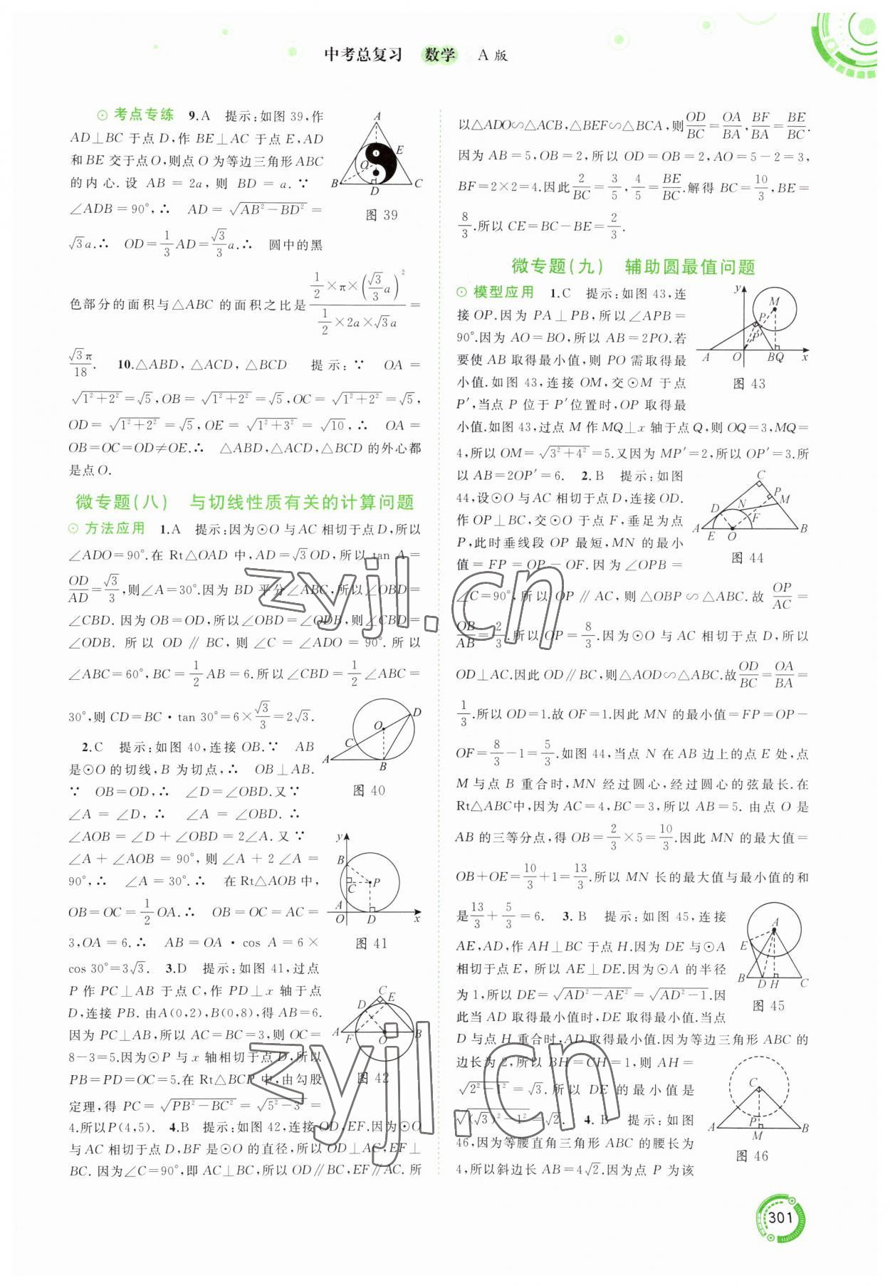 2023年中考先鋒中考總復(fù)習(xí)廣西師范大學(xué)出版社數(shù)學(xué)人教版 參考答案第22頁(yè)