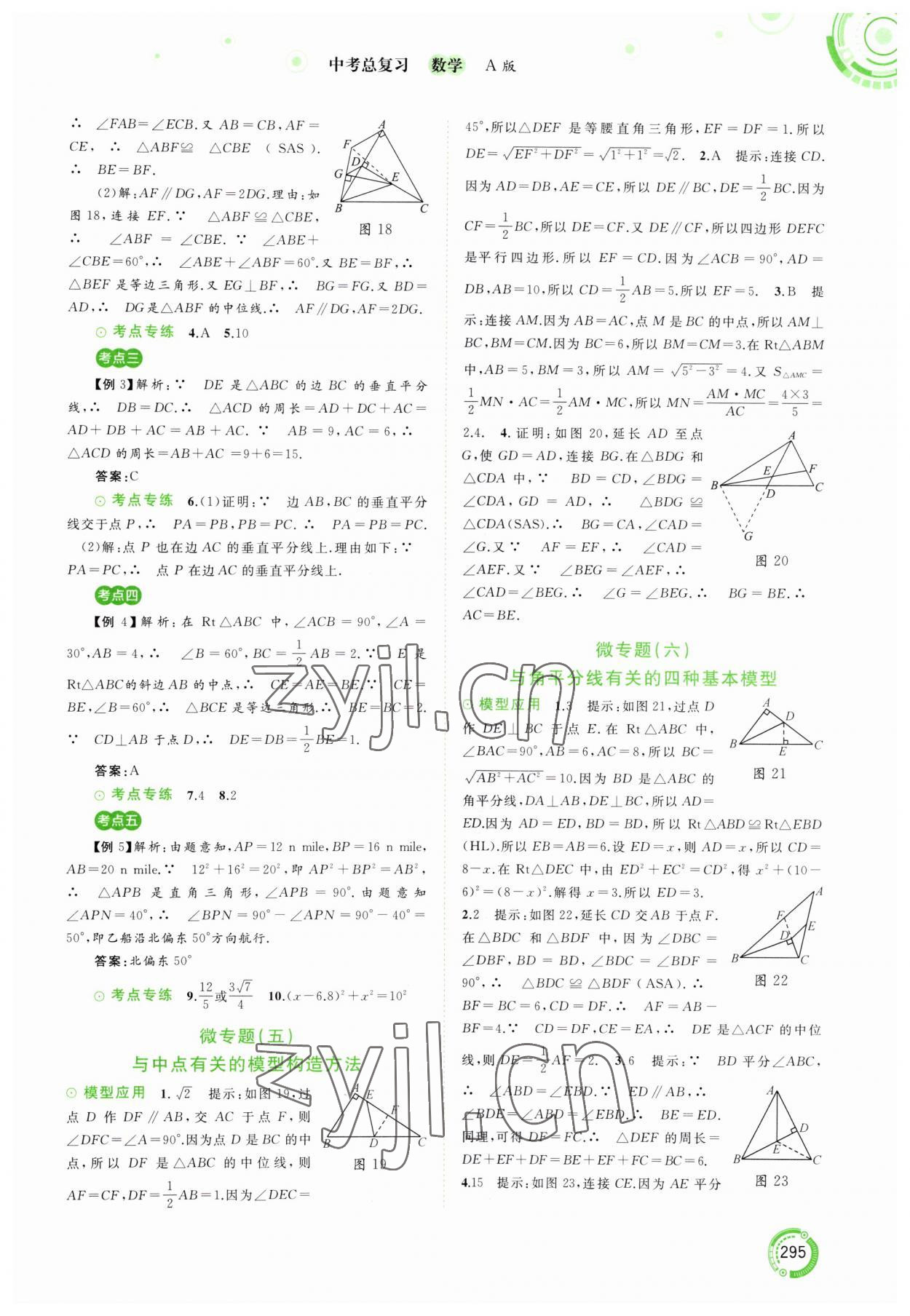 2023年中考先鋒中考總復習廣西師范大學出版社數(shù)學人教版 參考答案第16頁