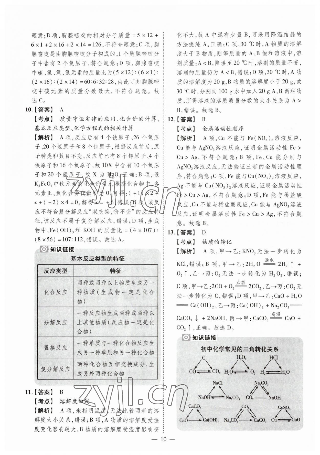 2023年原創(chuàng)仿真卷化學(xué)中考河南專版 參考答案第10頁