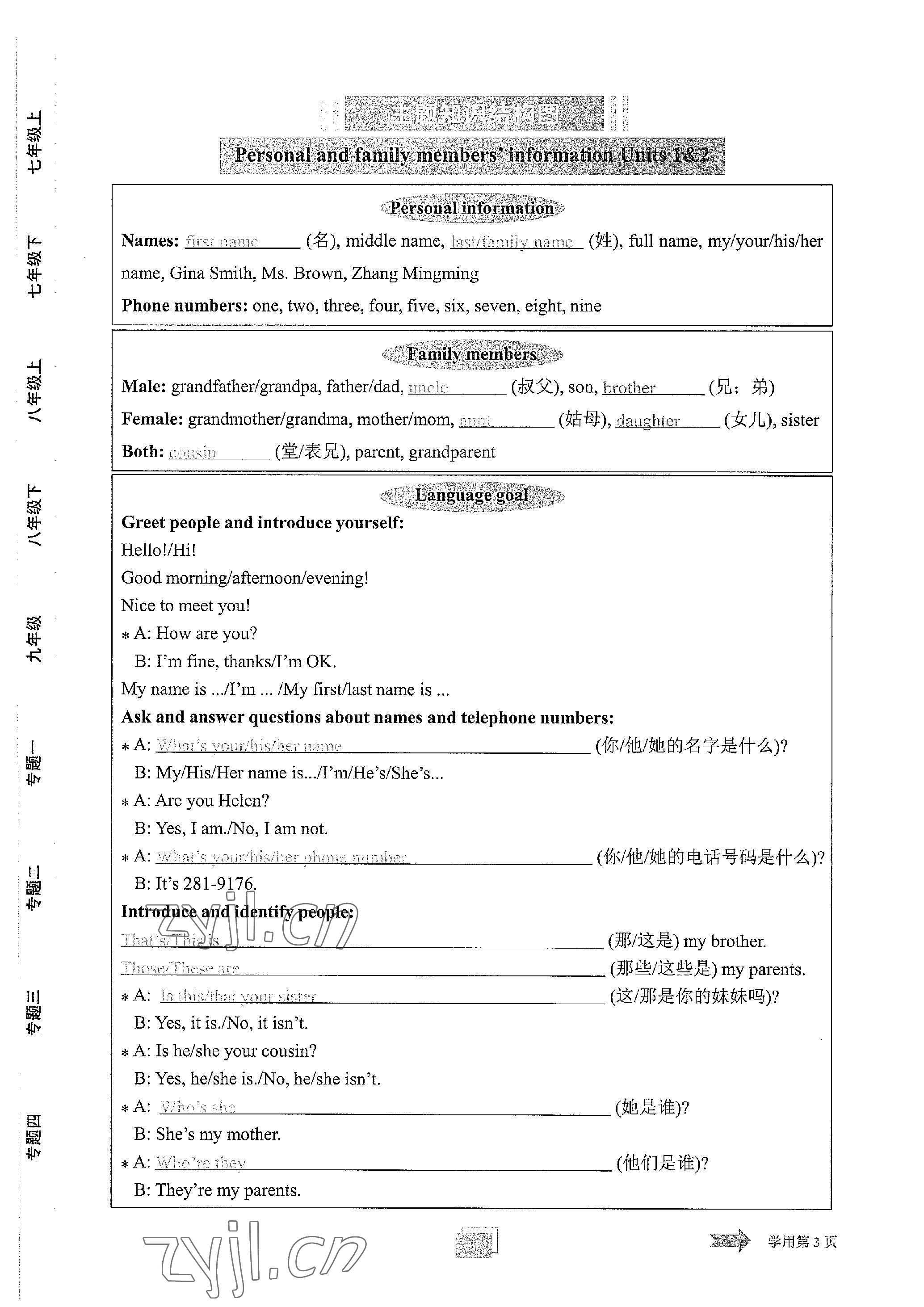 2023年學程先鋒中考總復習英語 參考答案第3頁
