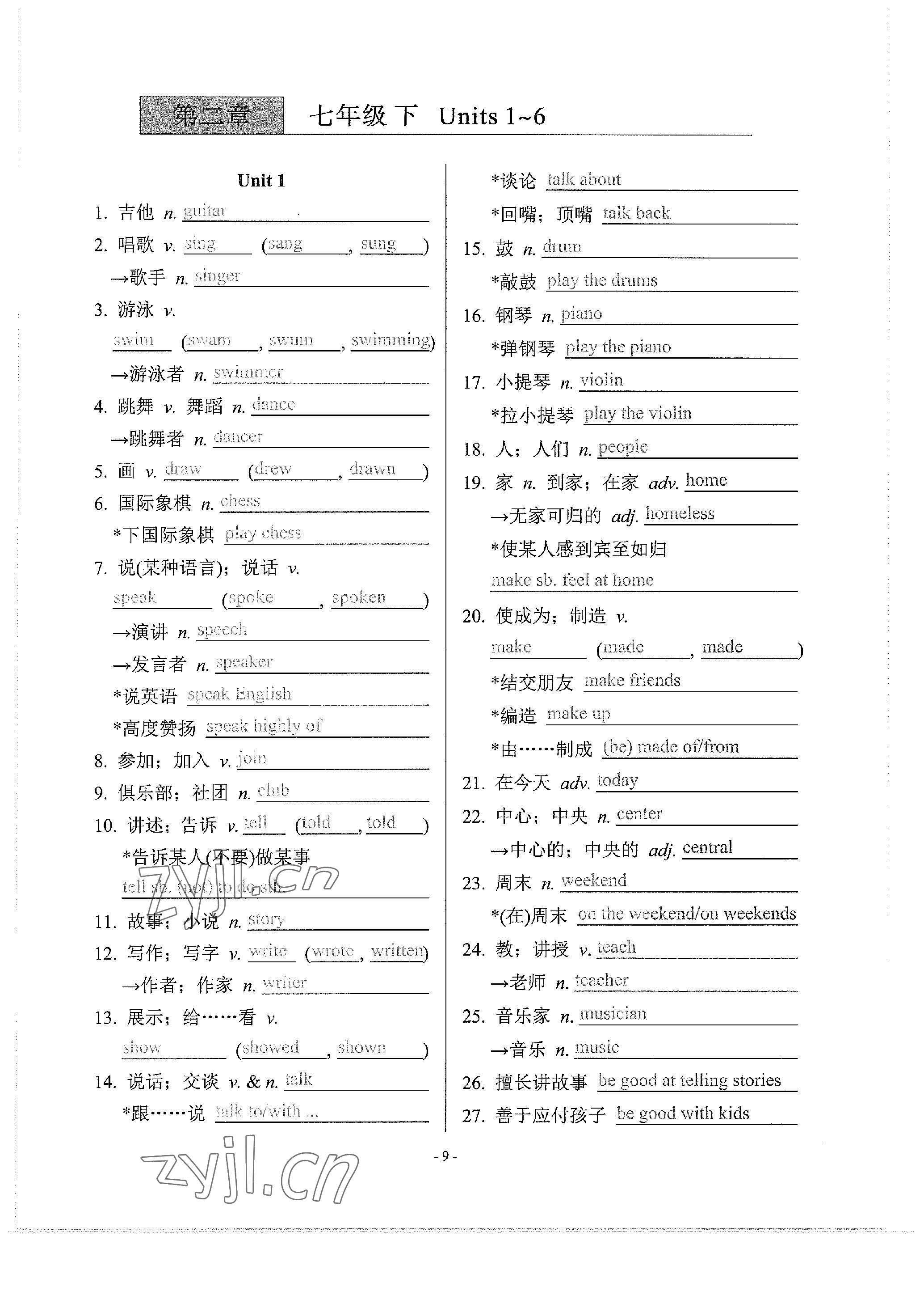 2023年學程先鋒中考總復習英語 參考答案第20頁