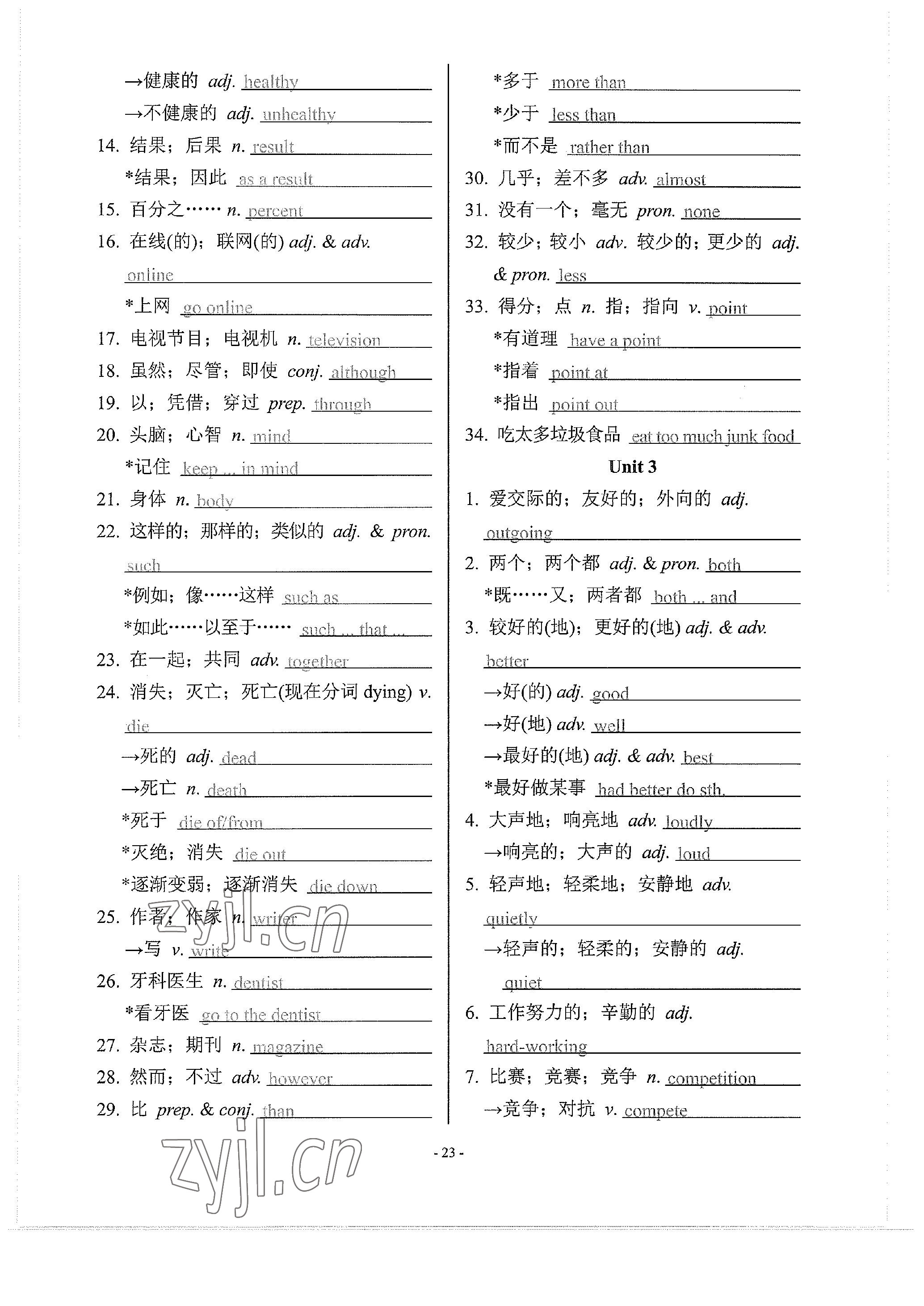 2023年學程先鋒中考總復習英語 參考答案第48頁