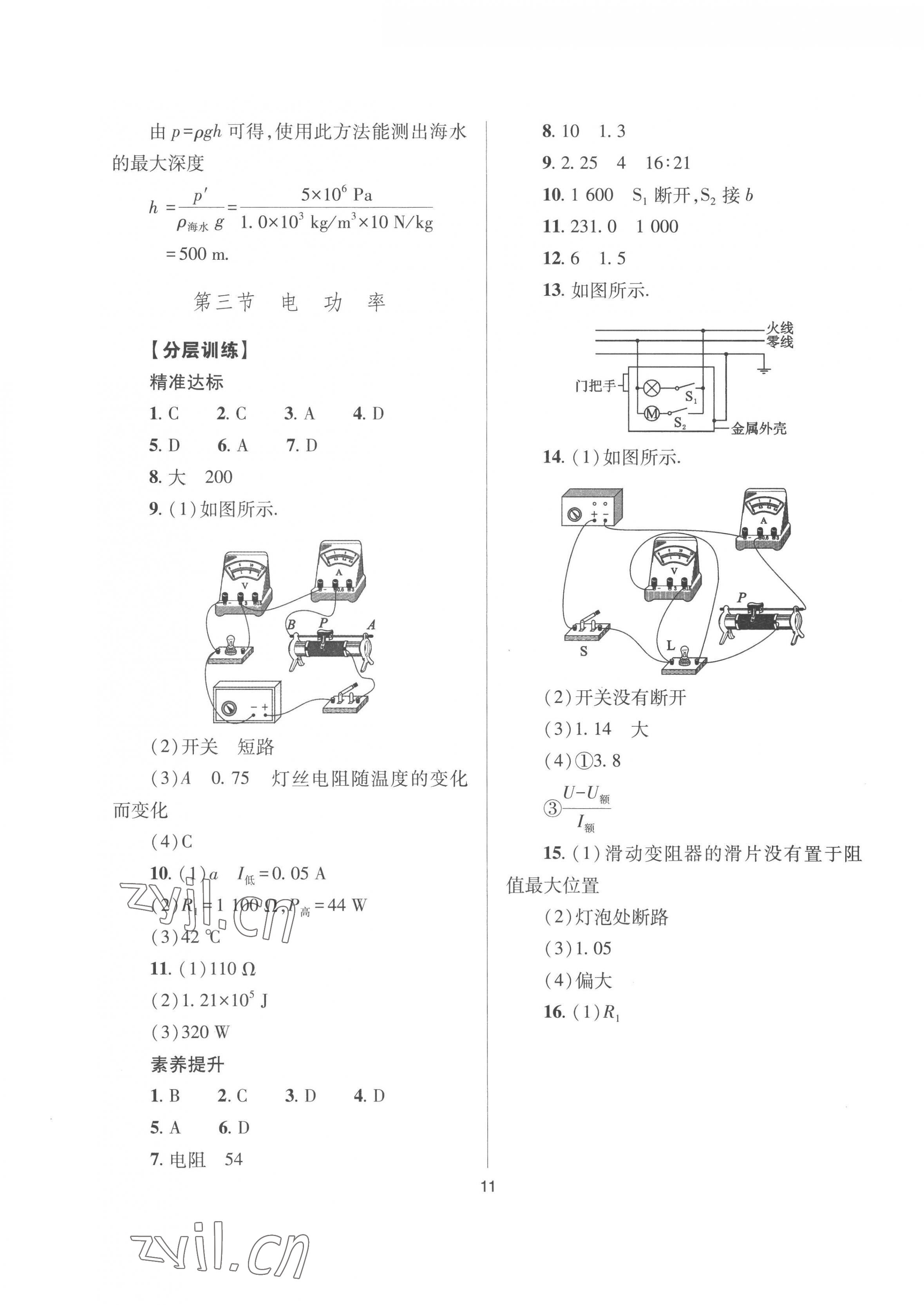 2023年中考指導(dǎo)物理山西專版 參考答案第11頁