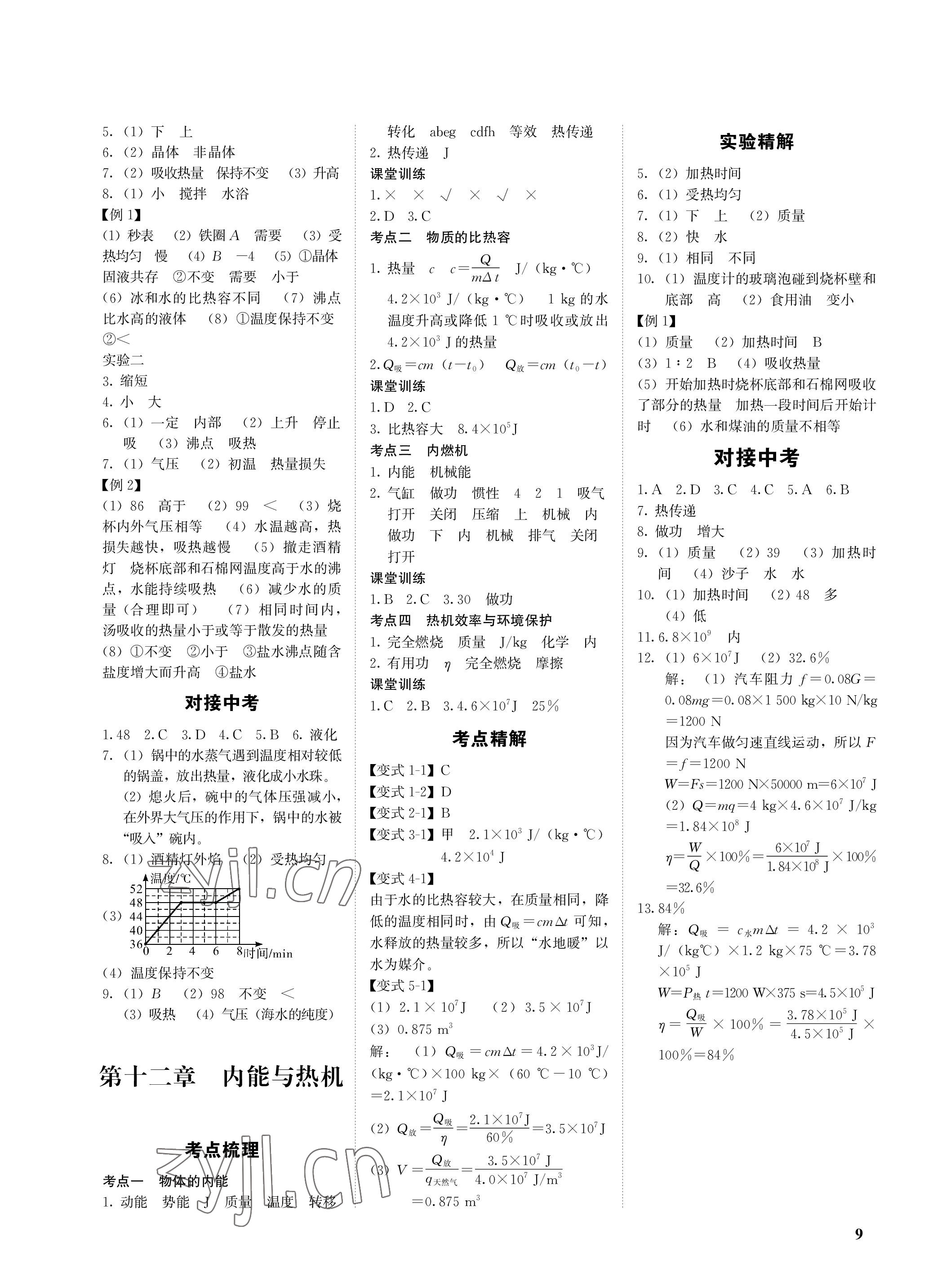 2023年一變到頂中考總復習物理福建專版 參考答案第9頁