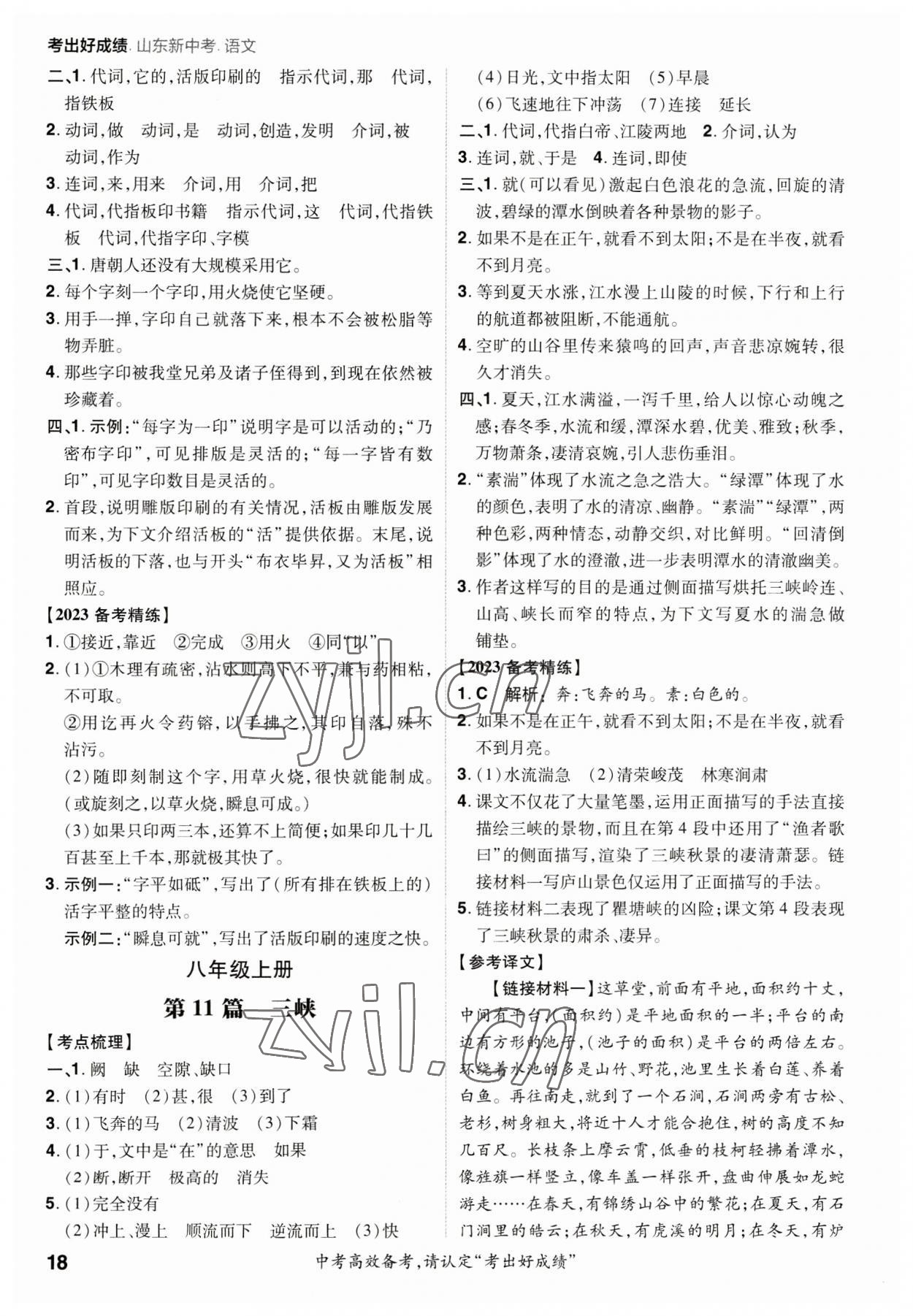 2023年考出好成績中考總復習語文山東專版 參考答案第17頁