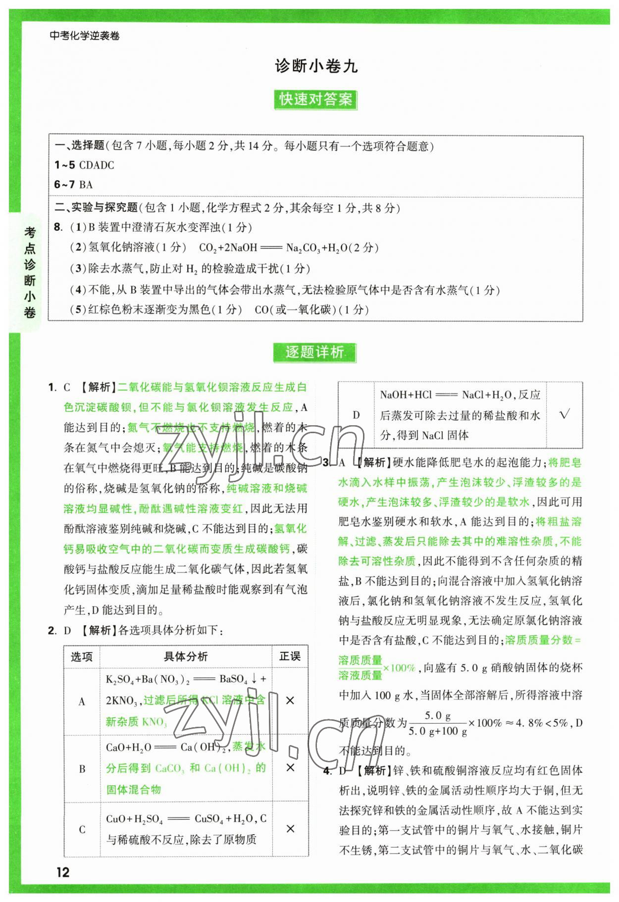 2023年萬唯中考逆襲卷化學(xué) 第12頁