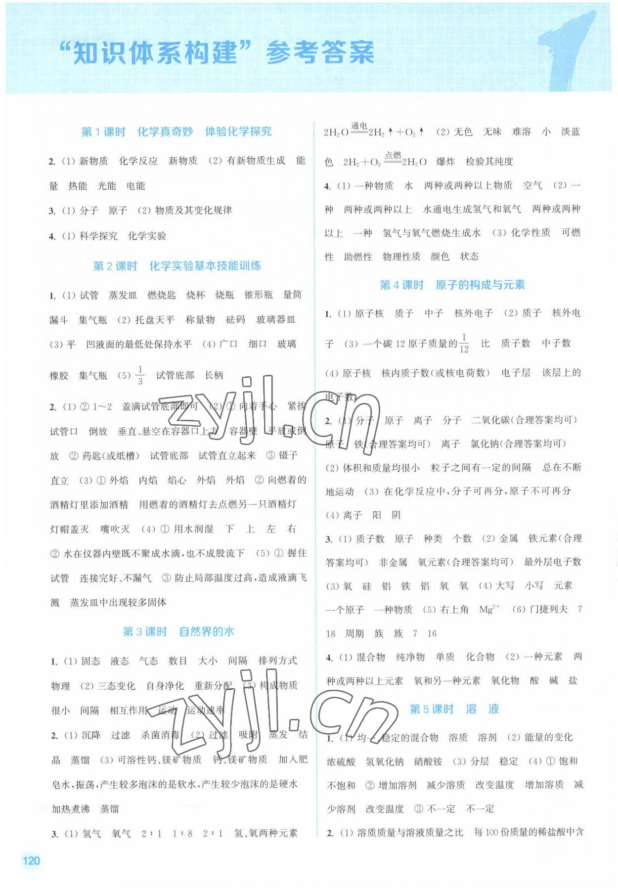 2023年通城1典中考復習方略化學魯教版 參考答案第1頁