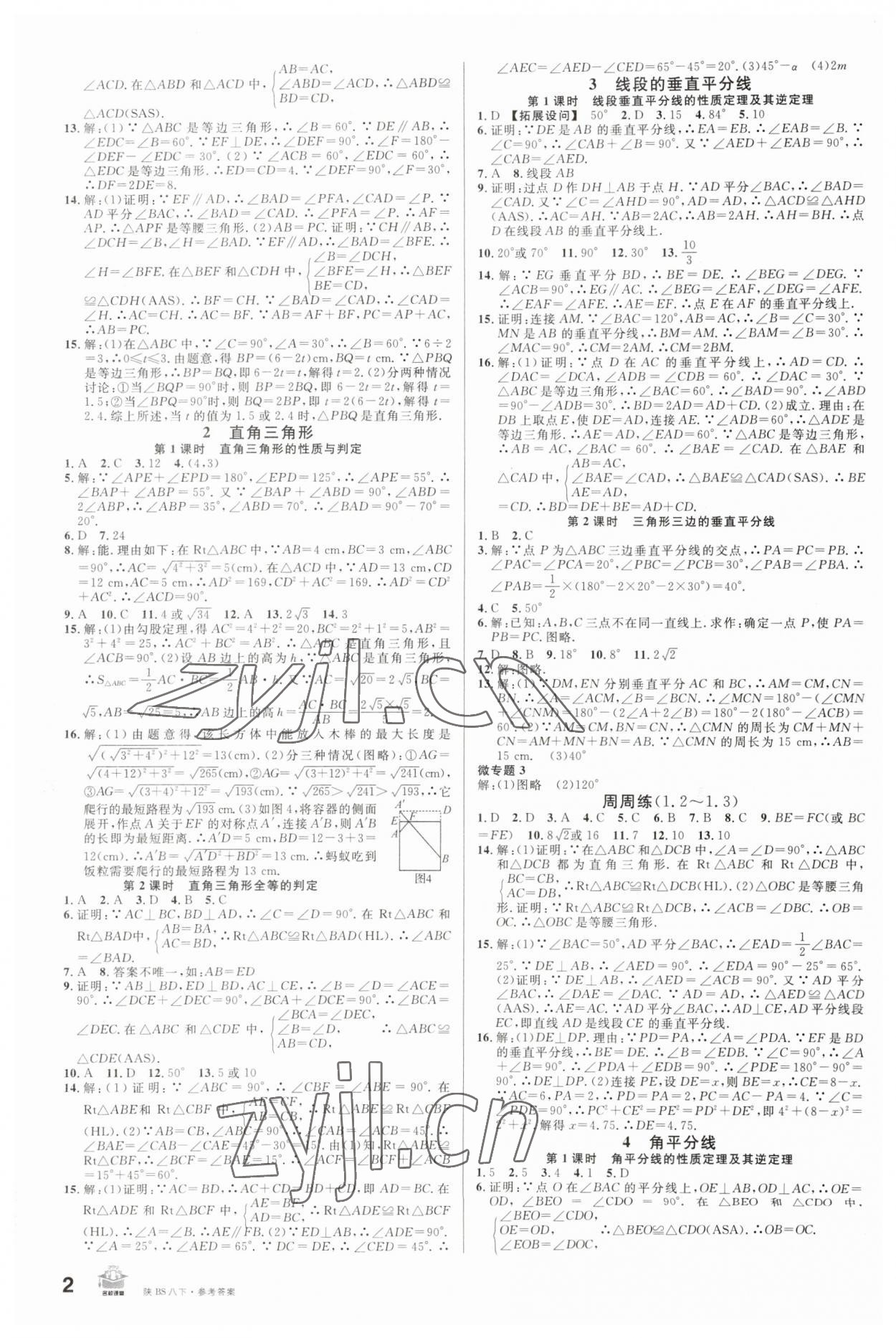 2023年名校課堂八年級(jí)數(shù)學(xué)下冊(cè)北師大版陜西專版 第2頁