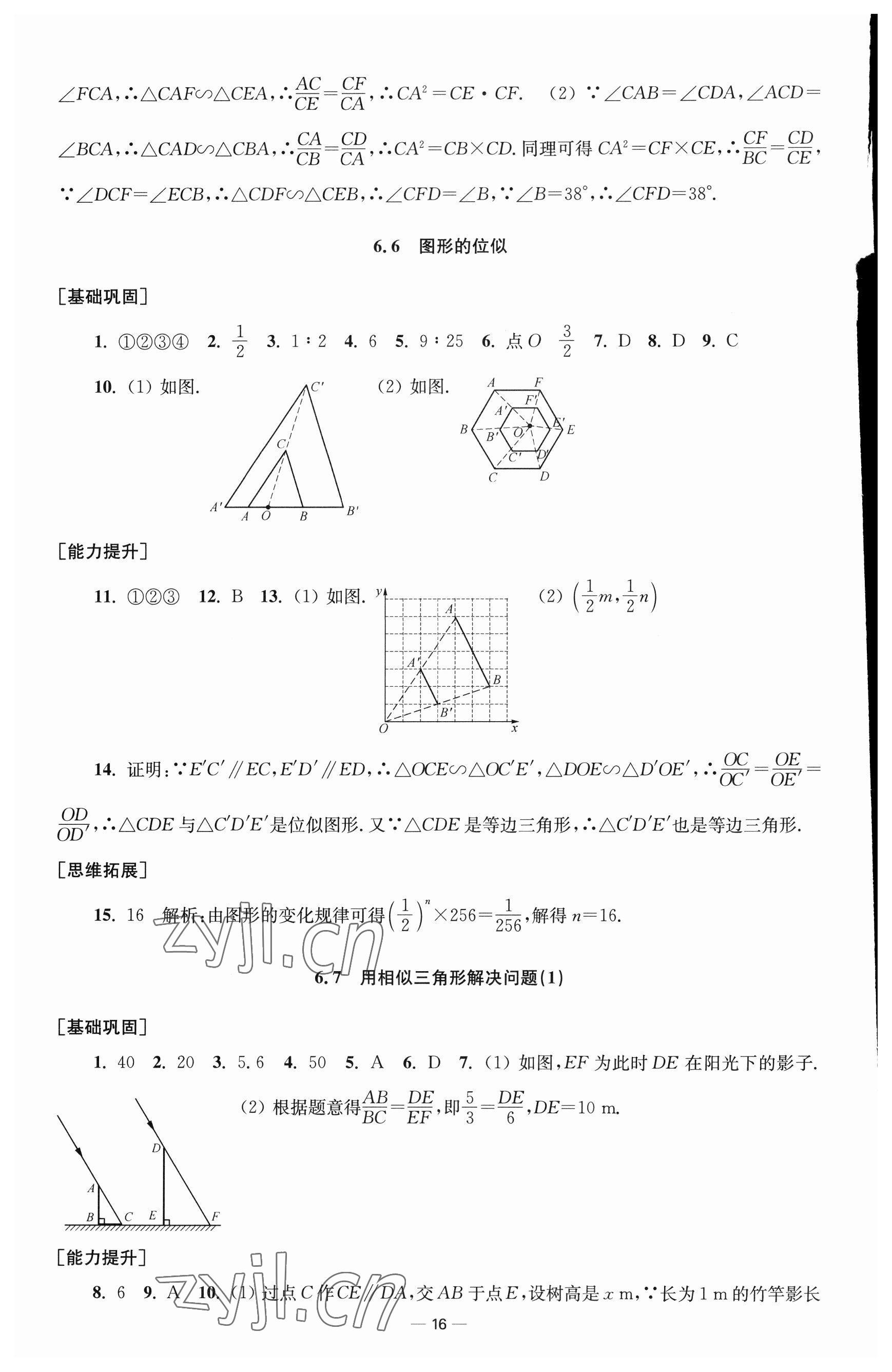 2023年創(chuàng)新課時作業(yè)九年級數(shù)學(xué)下冊蘇科版 參考答案第16頁