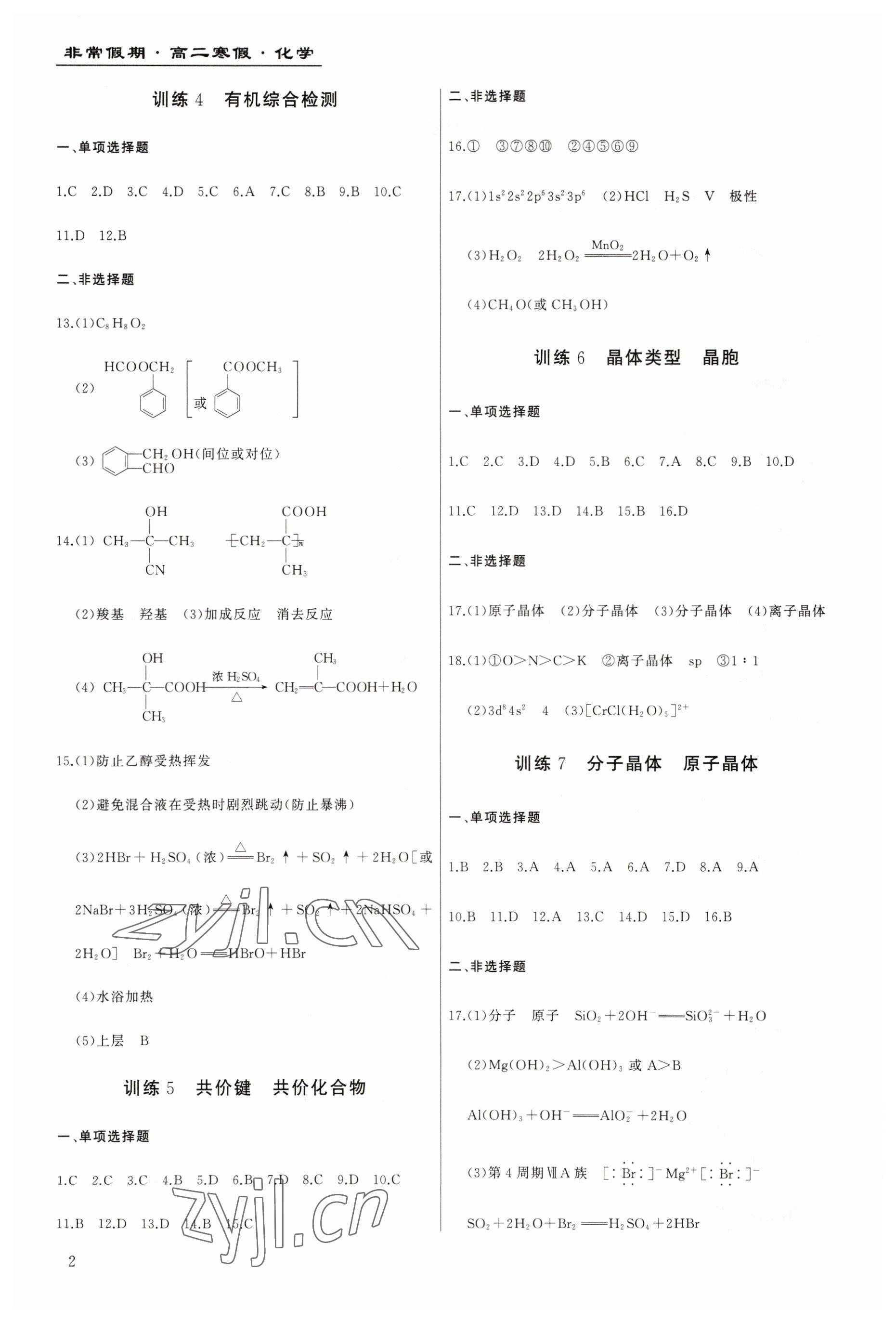 2023年非常假期南京出版社高二化学 第2页