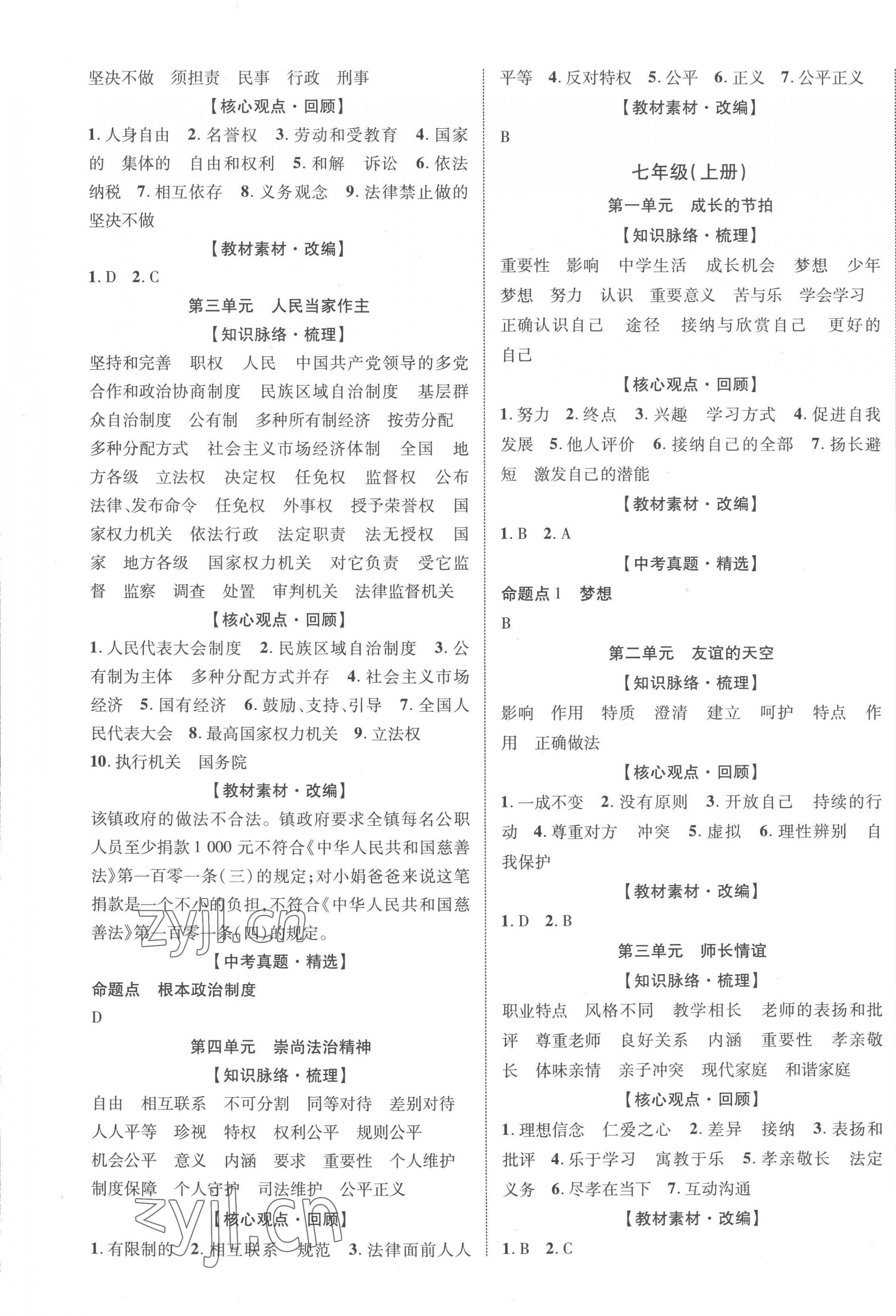 2023年中考新突破道德與法治人教版陜西專版 第5頁