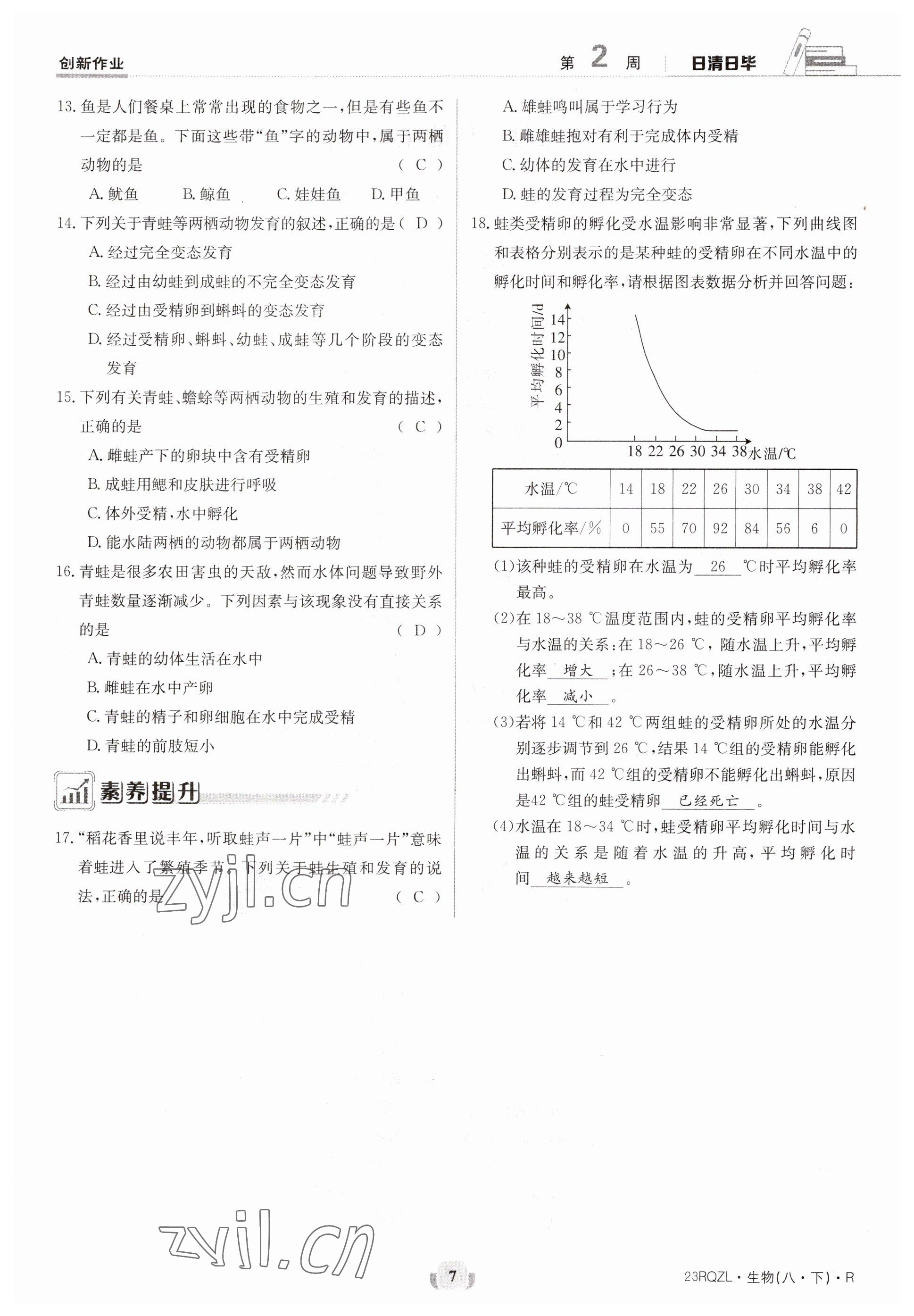 2023年日清周練八年級(jí)生物下冊(cè)人教版 參考答案第7頁(yè)