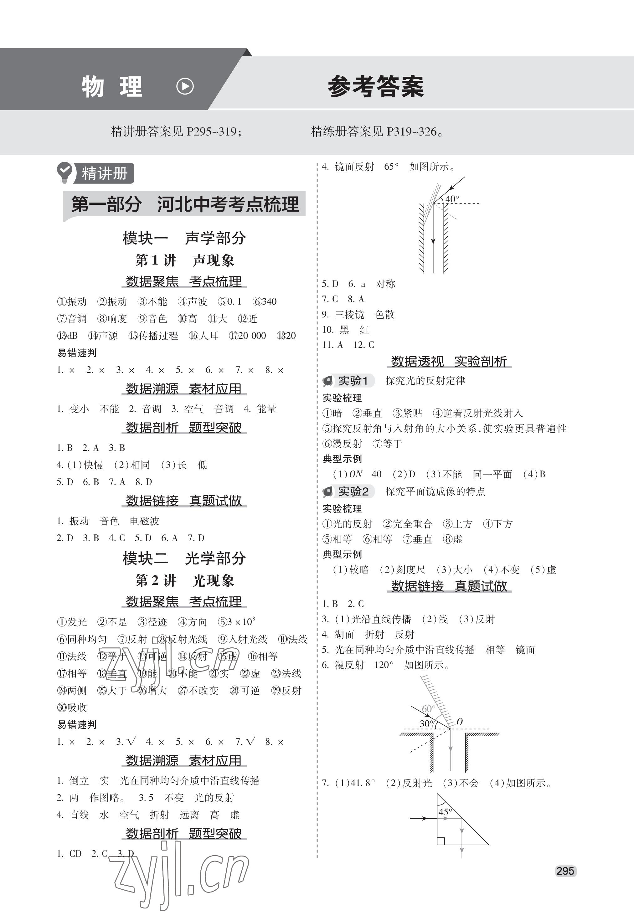 2023年中考大數據物理中考河北專版 參考答案第1頁