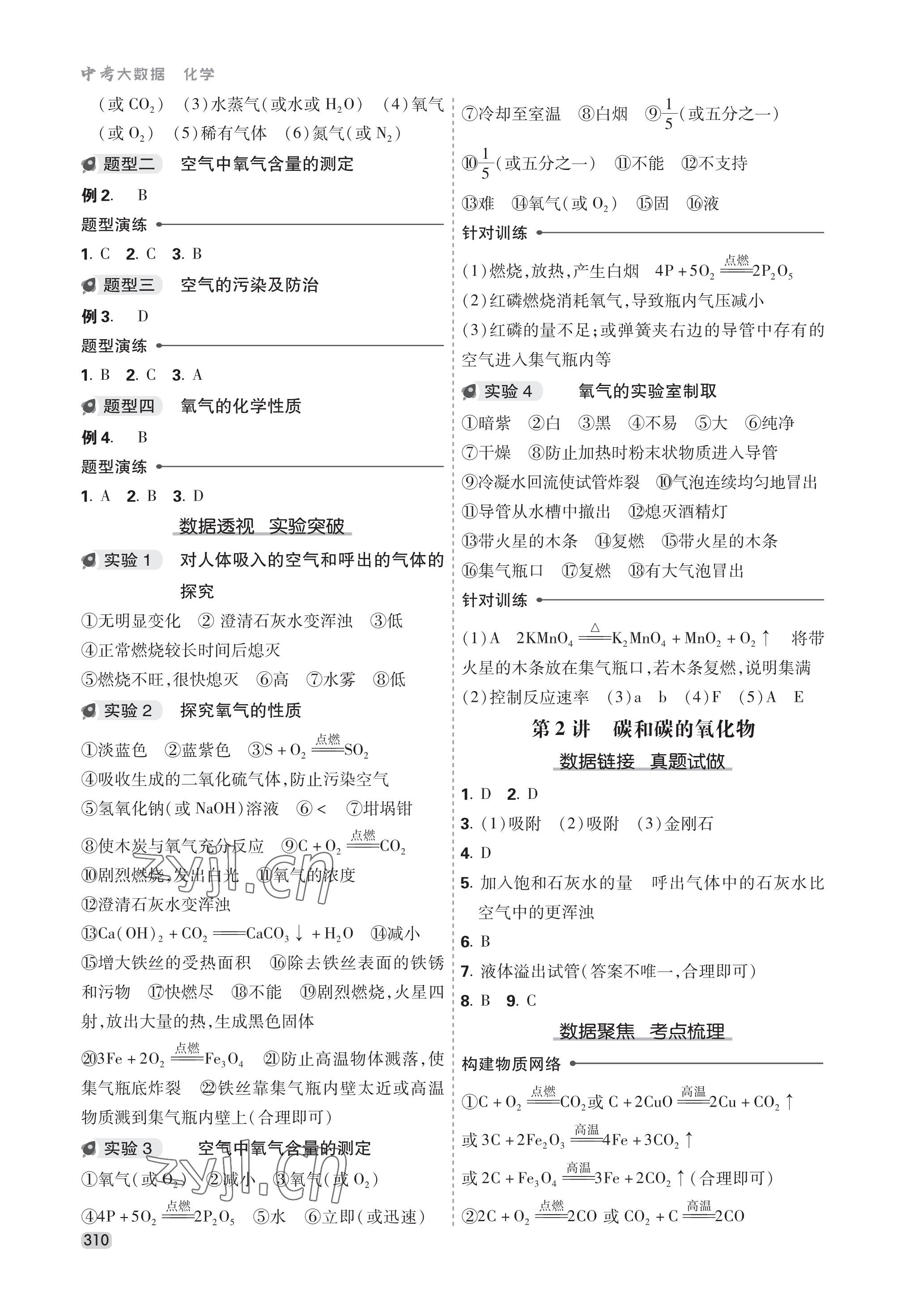 2023年中考大数据化学中考河北专版 参考答案第2页