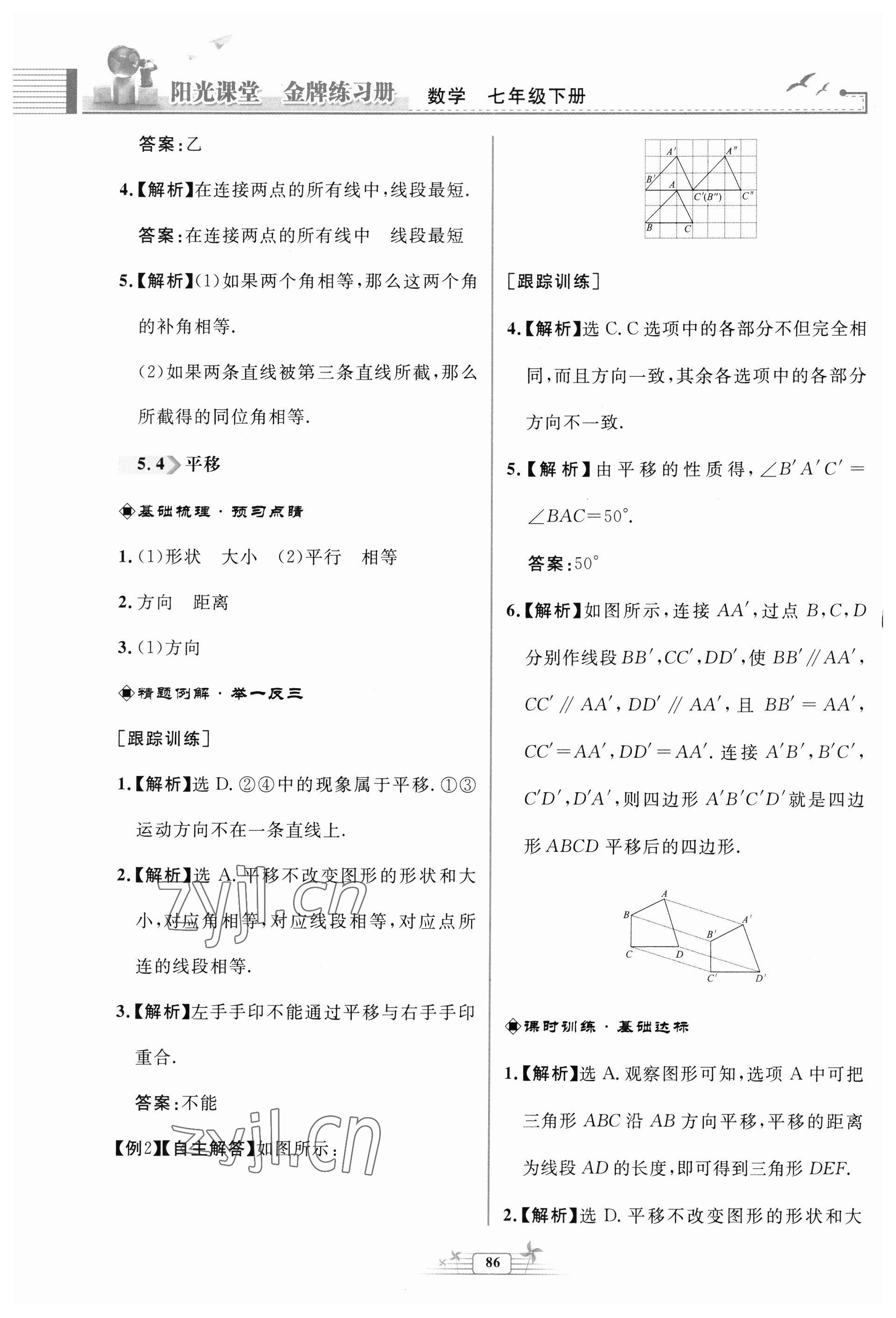 2023年陽光課堂金牌練習(xí)冊七年級數(shù)學(xué)下冊人教版福建專版 第10頁