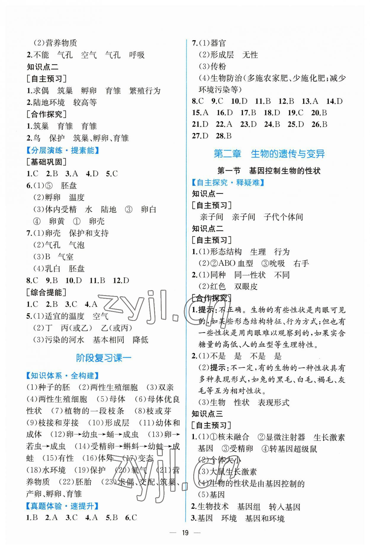 2023年同步导学案课时练八年级生物下册人教版 第3页