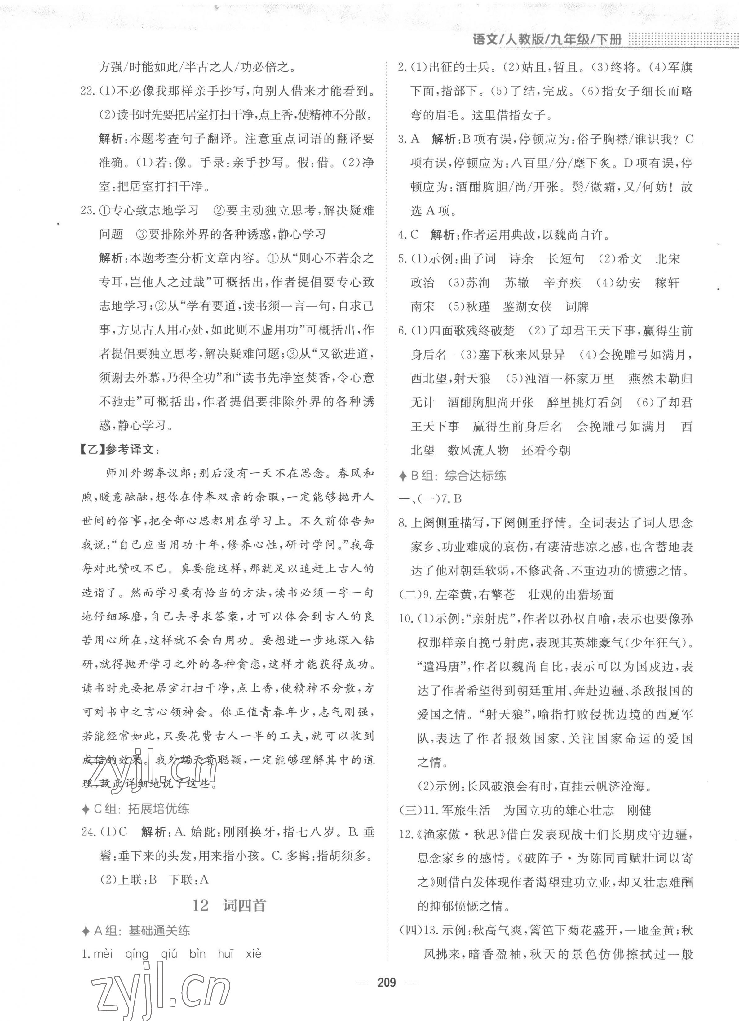 2023年新編基礎(chǔ)訓(xùn)練九年級(jí)語(yǔ)文下冊(cè)人教版 第13頁(yè)