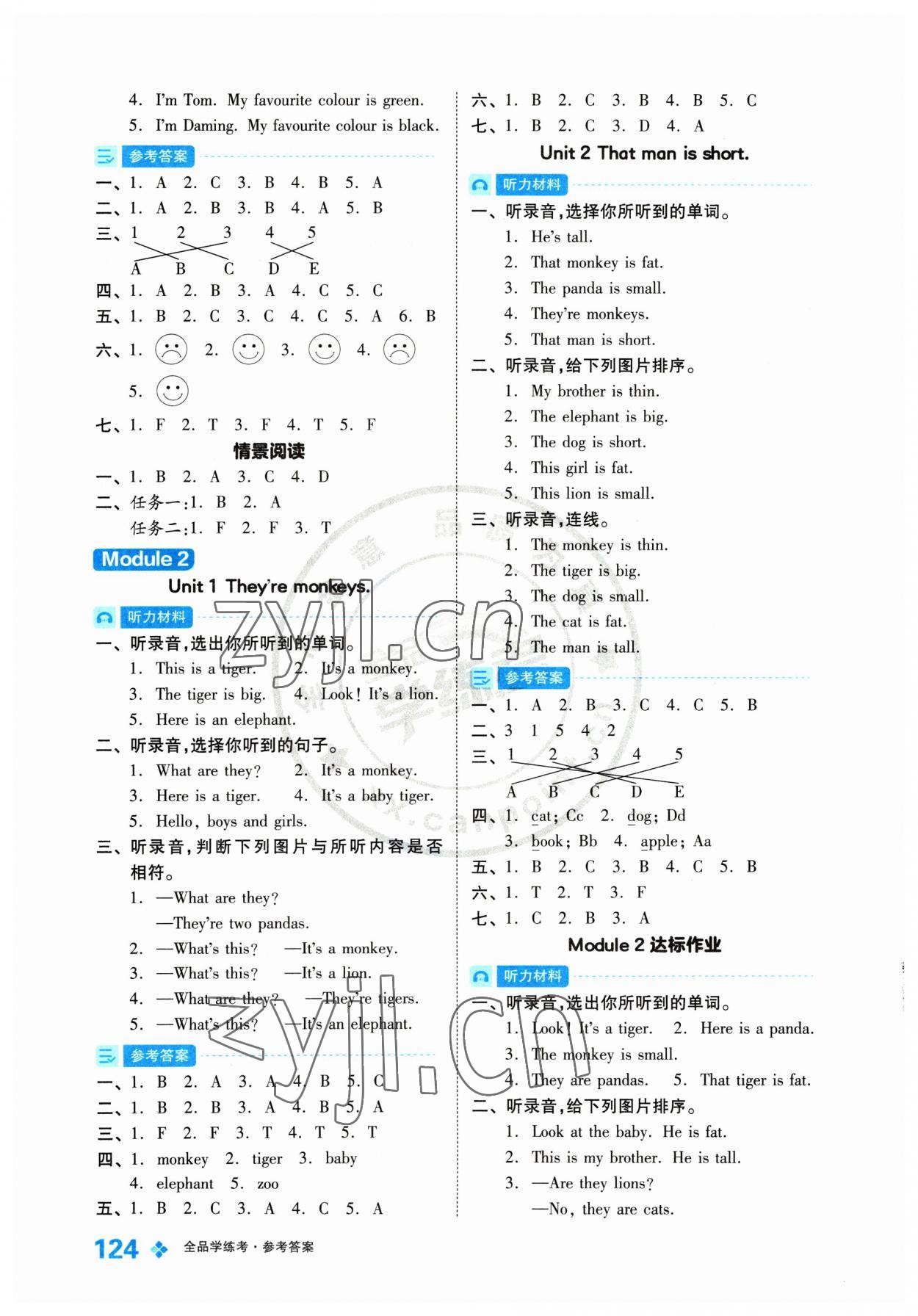 2023年全品學(xué)練考三年級英語下冊外研版 參考答案第2頁