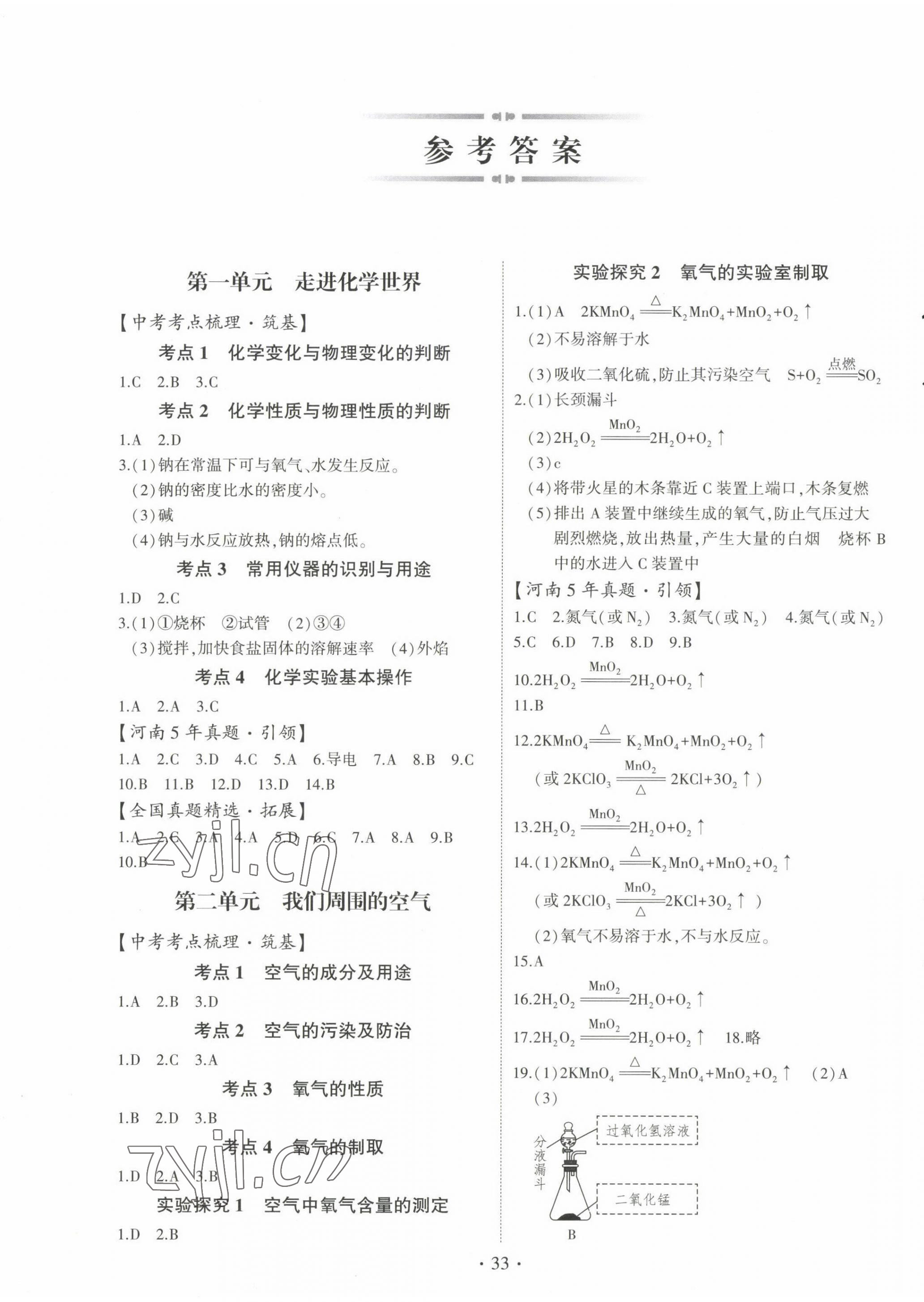 2023年初中學(xué)業(yè)水平考試復(fù)習(xí)指導(dǎo)化學(xué)河南專版 第1頁