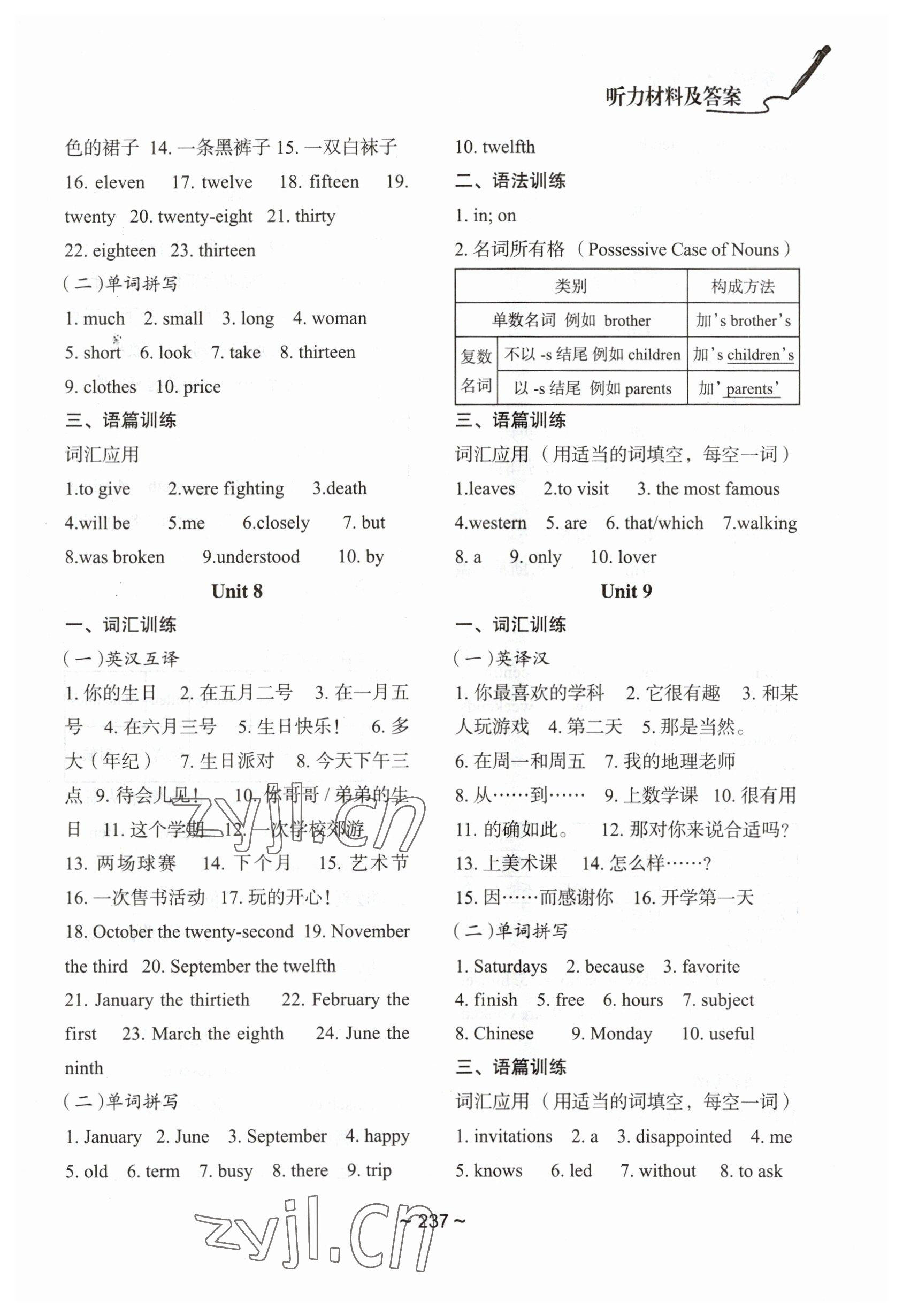 2023年初中總復(fù)習(xí)教學(xué)指導(dǎo)英語 參考答案第4頁