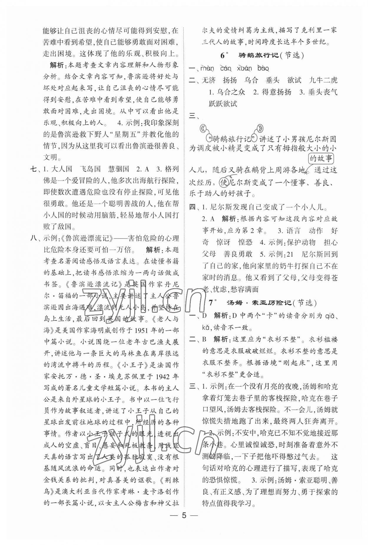 2023年經(jīng)綸學(xué)典提高班六年級語文下冊人教版 第5頁