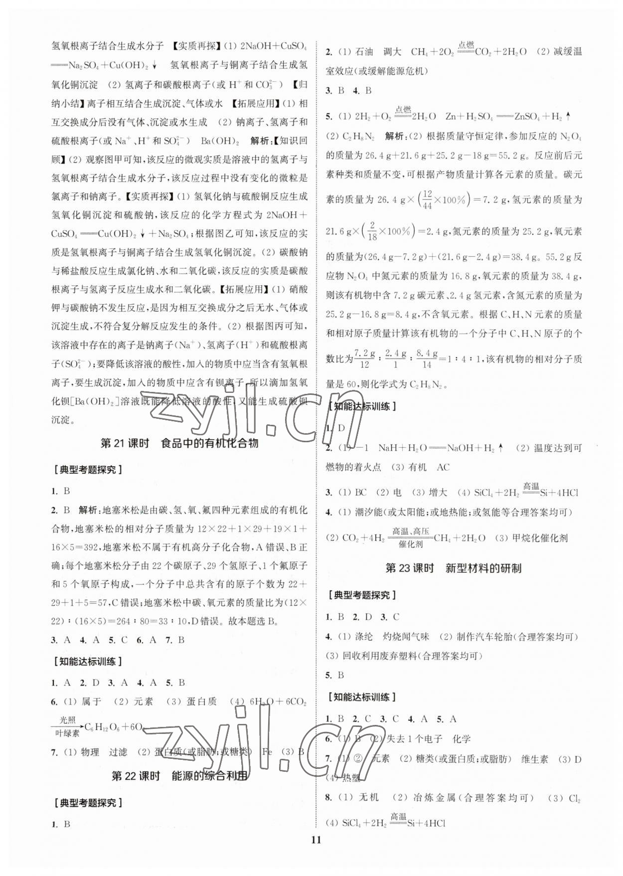 2023年通城学典通城1典化学沪教版江苏专版 参考答案第10页