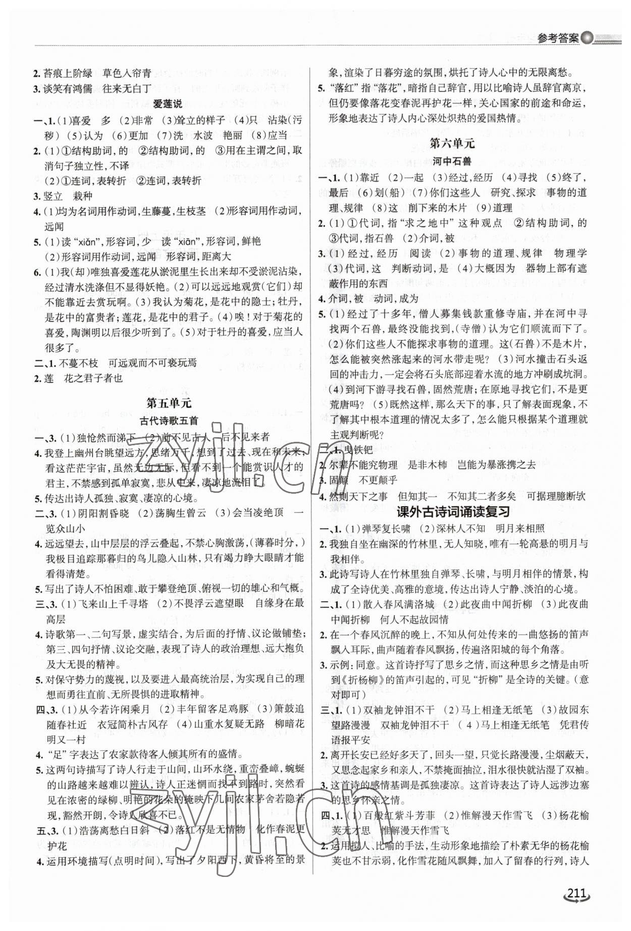 2023年初中总复习手册泰山出版社语文&nbsp;第5页