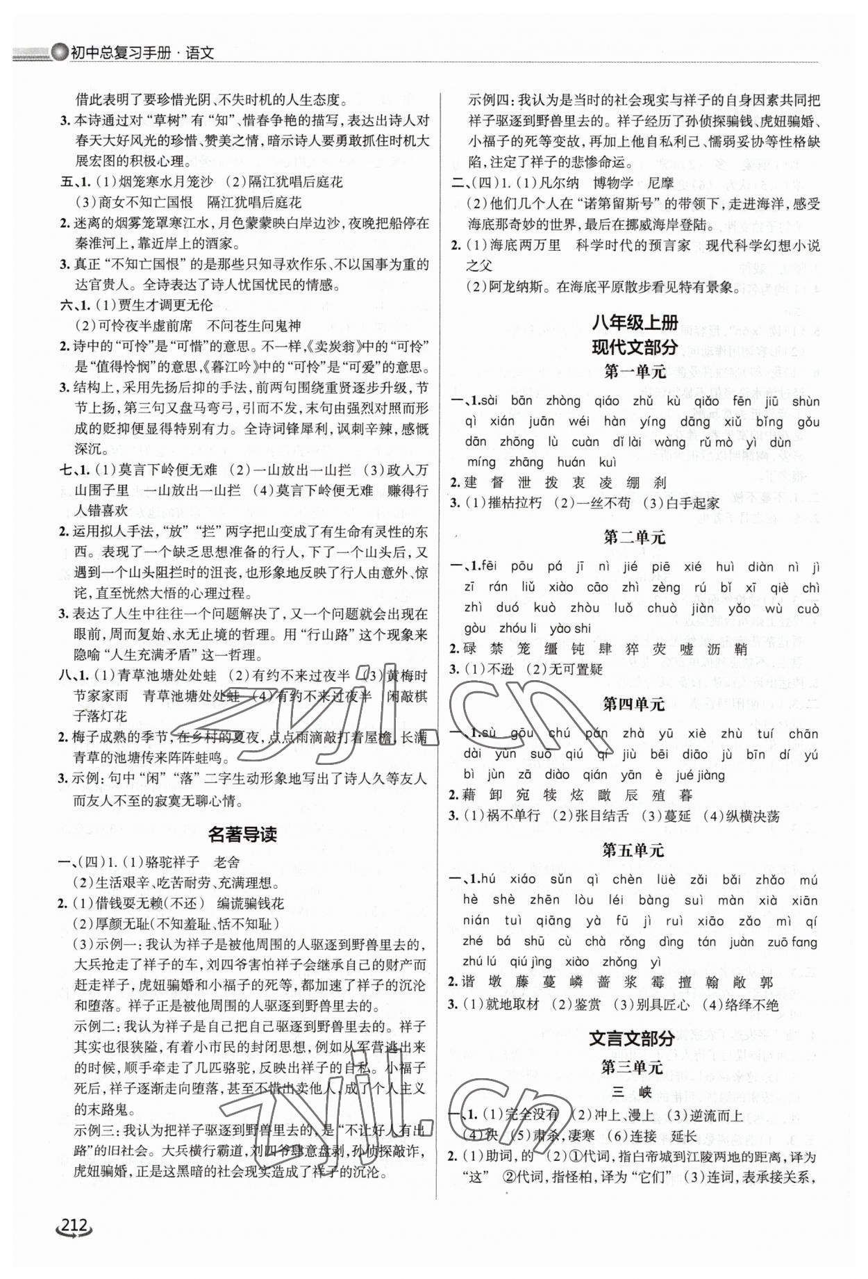 2023年初中总复习手册泰山出版社语文&nbsp;第6页