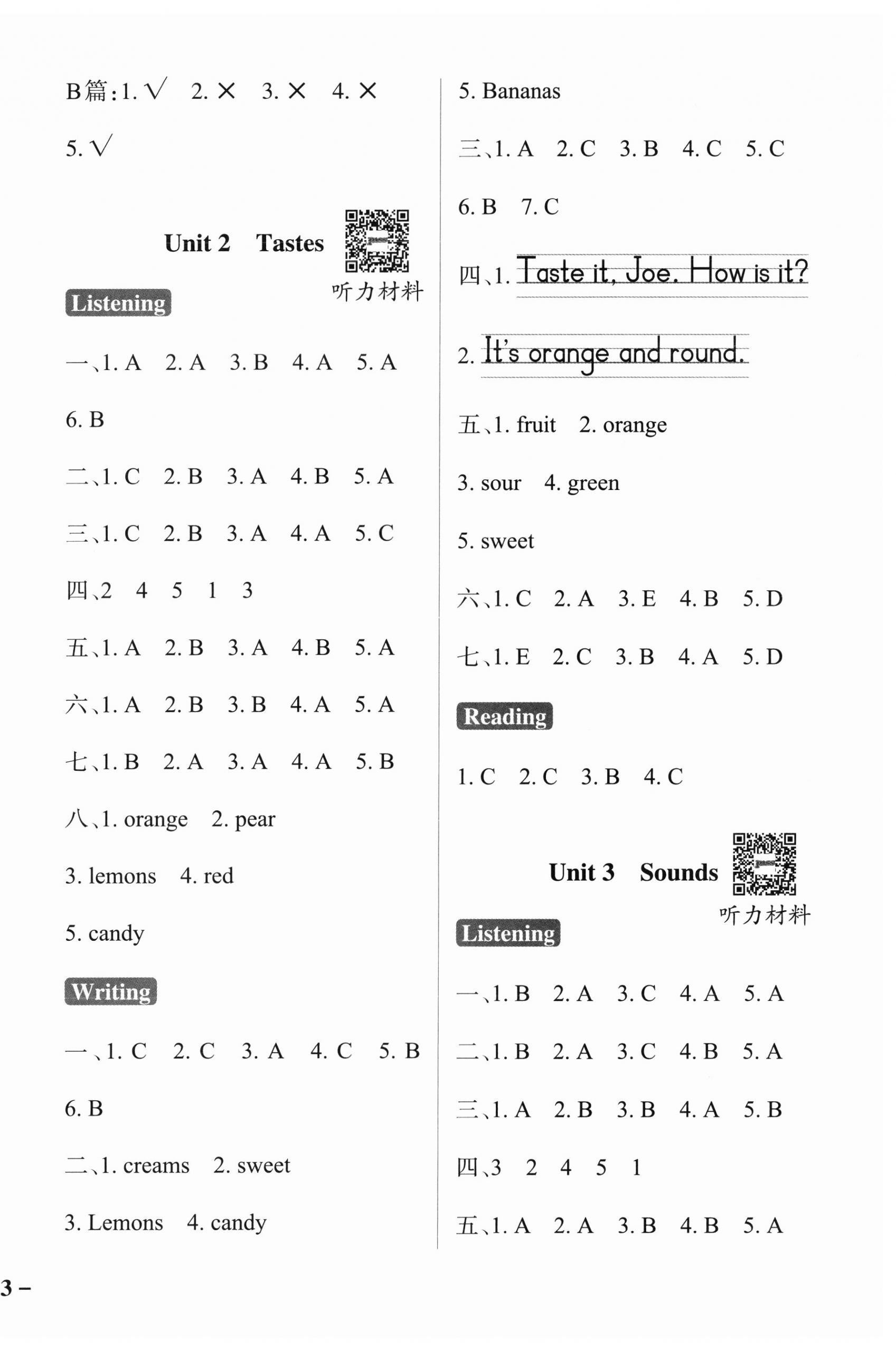 2023年小學(xué)學(xué)霸作業(yè)本三年級(jí)英語下冊(cè)滬教版 參考答案第2頁