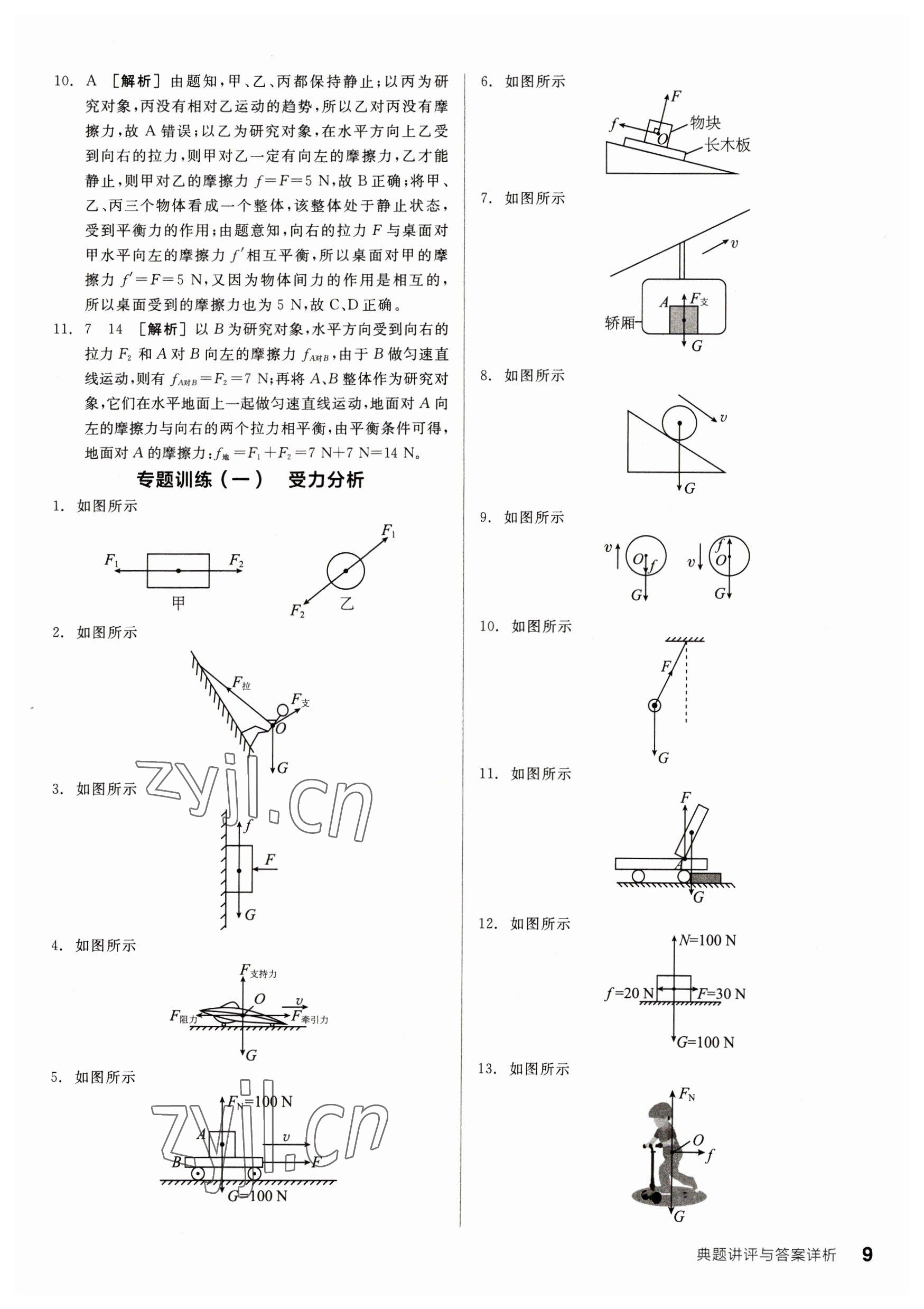 2023年全品优等生八年级物理下册人教版 参考答案第9页