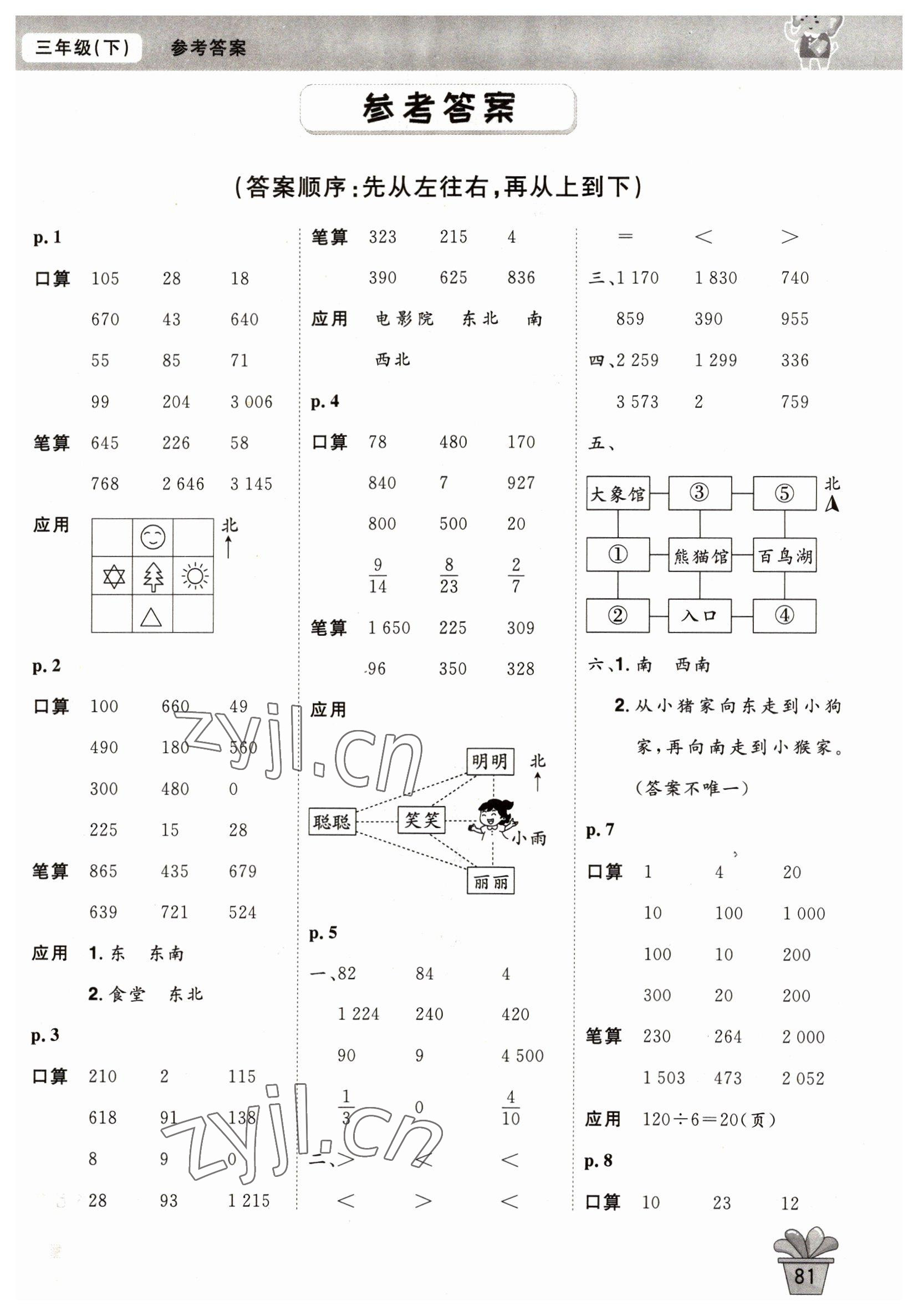 2023年口算神童三年級(jí)數(shù)學(xué)下冊(cè)人教版 第1頁(yè)