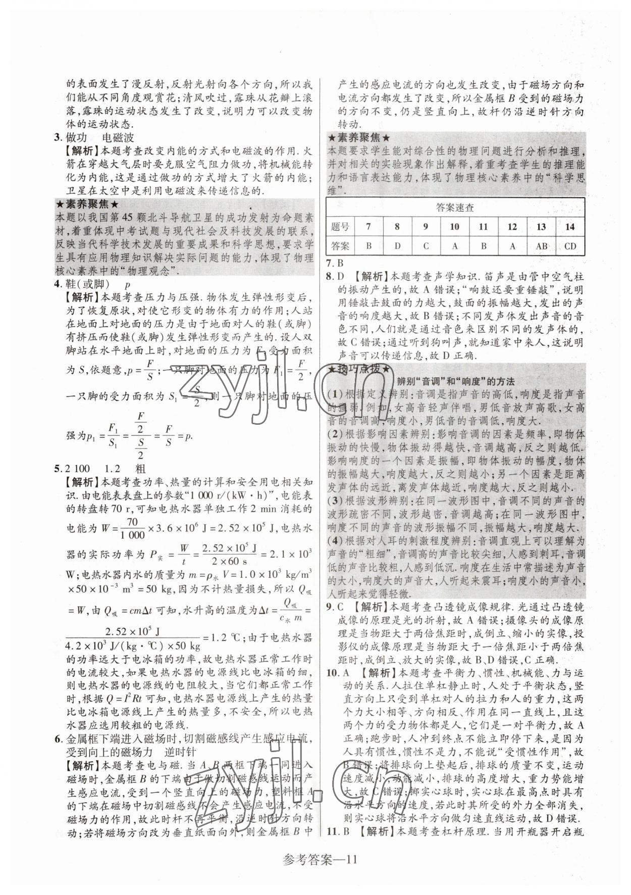2023年澤睿文化真題匯編卷物理中考河南專版 參考答案第11頁