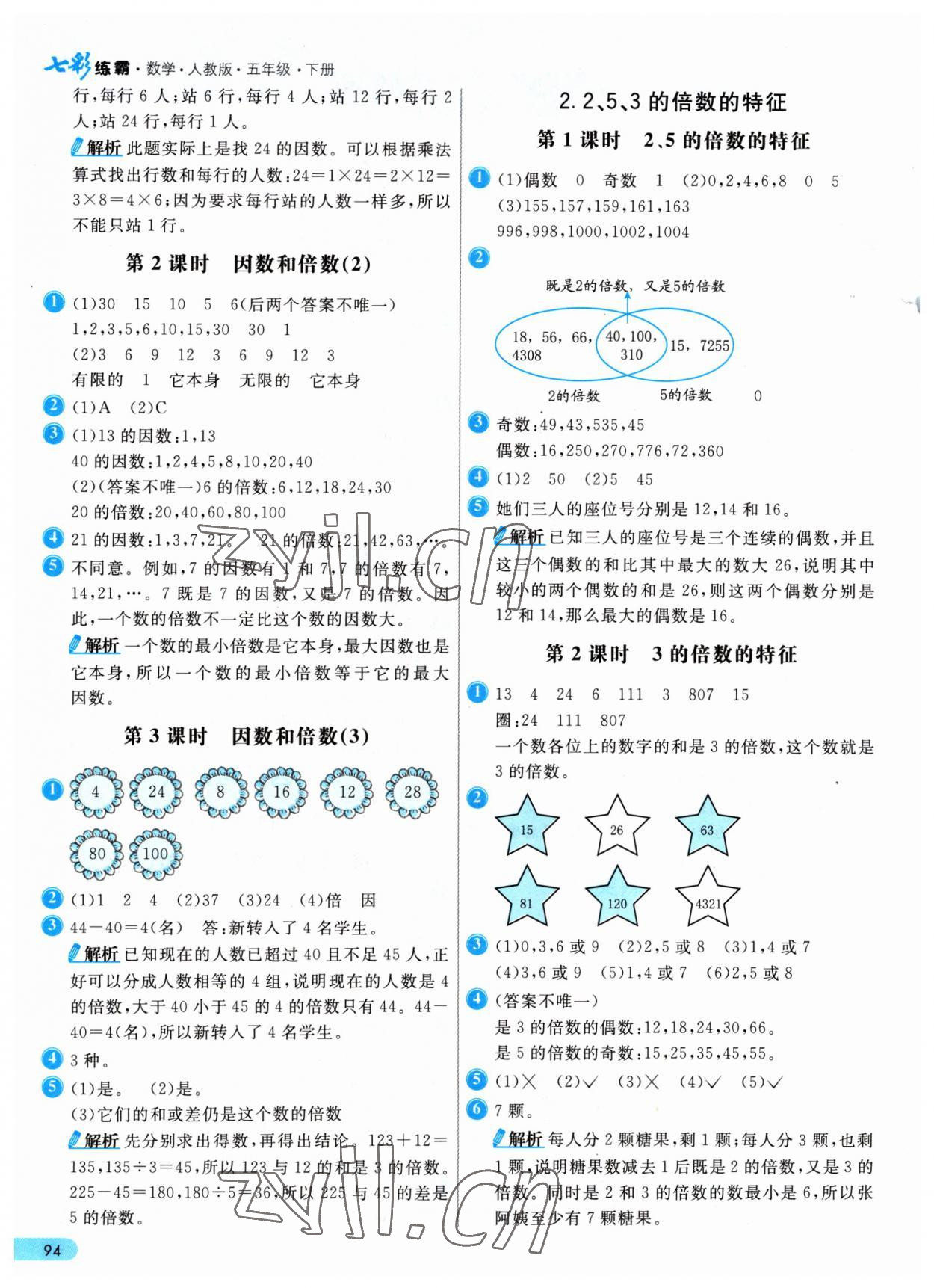 2023年七彩練霸五年級(jí)數(shù)學(xué)下冊(cè)人教版 參考答案第2頁(yè)