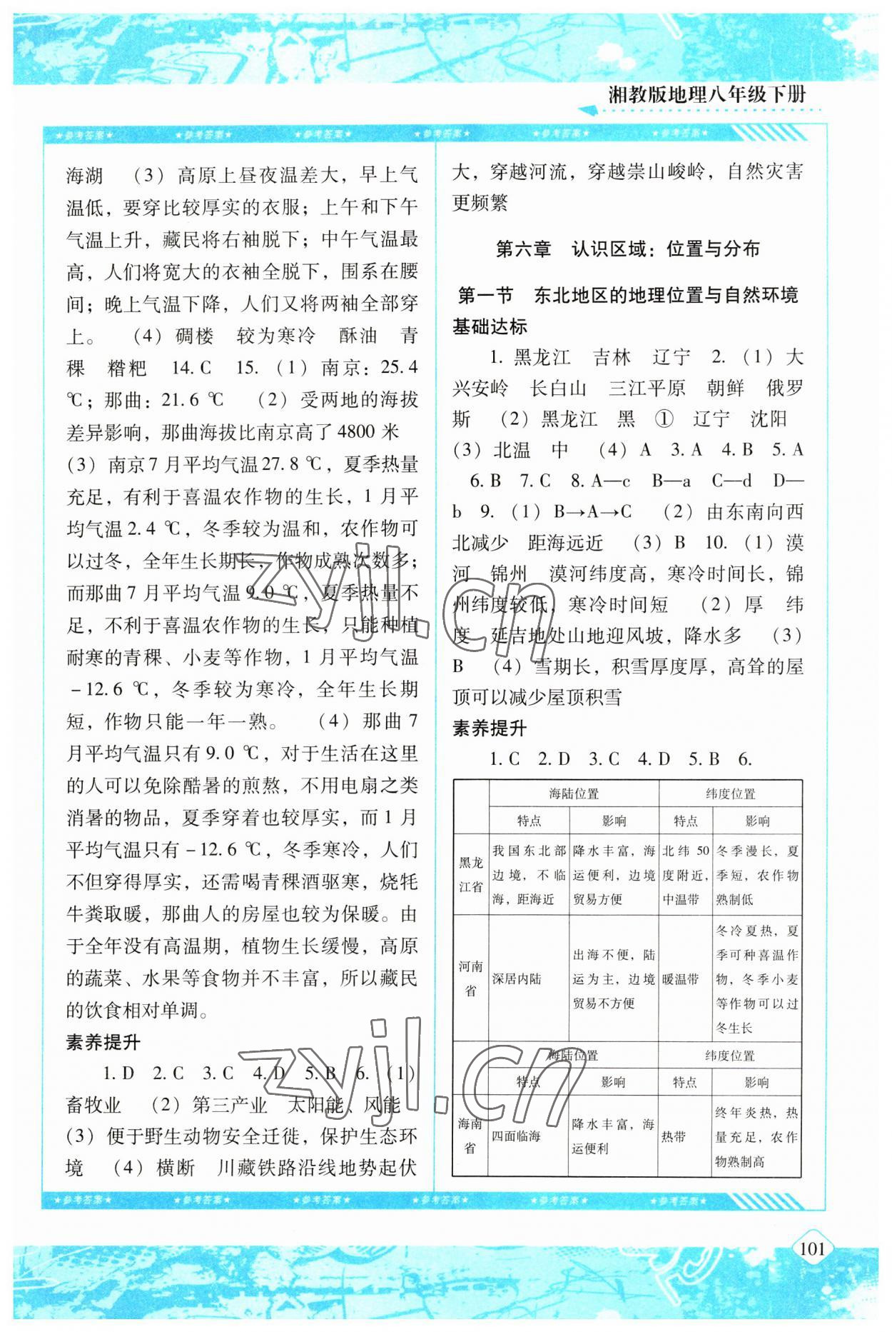 2023年同步實踐評價課程基礎(chǔ)訓(xùn)練八年級地理下冊湘教版 第3頁